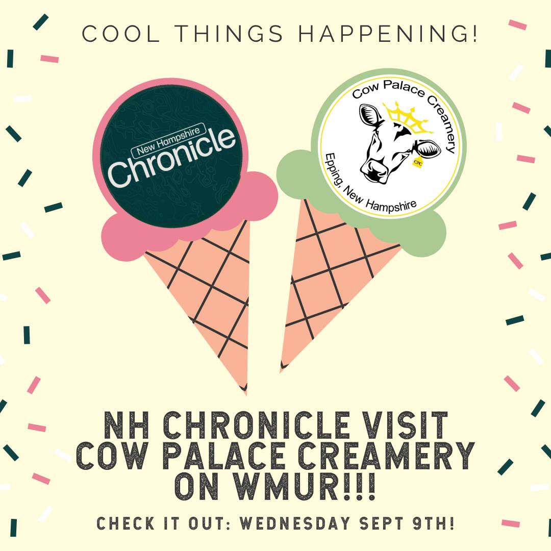 We were HAPPY to host the folks from @nhchronicle at our neighboring @cowpalacecreamery! If you want to check out the spot, it will be aired on Wednesday September 9th at 7PM on @wmur9 both broadcast as well as streamed online! If you don't know, you can get ice cream next door this time of year! So next time you are swinging by the Tasting Room, or stopping in for some coffee and bagels at Avery's Cafe on a weekend morning, feel free to walk through the vineyard for some delicious Richardson's Ice Cream at the Palace!