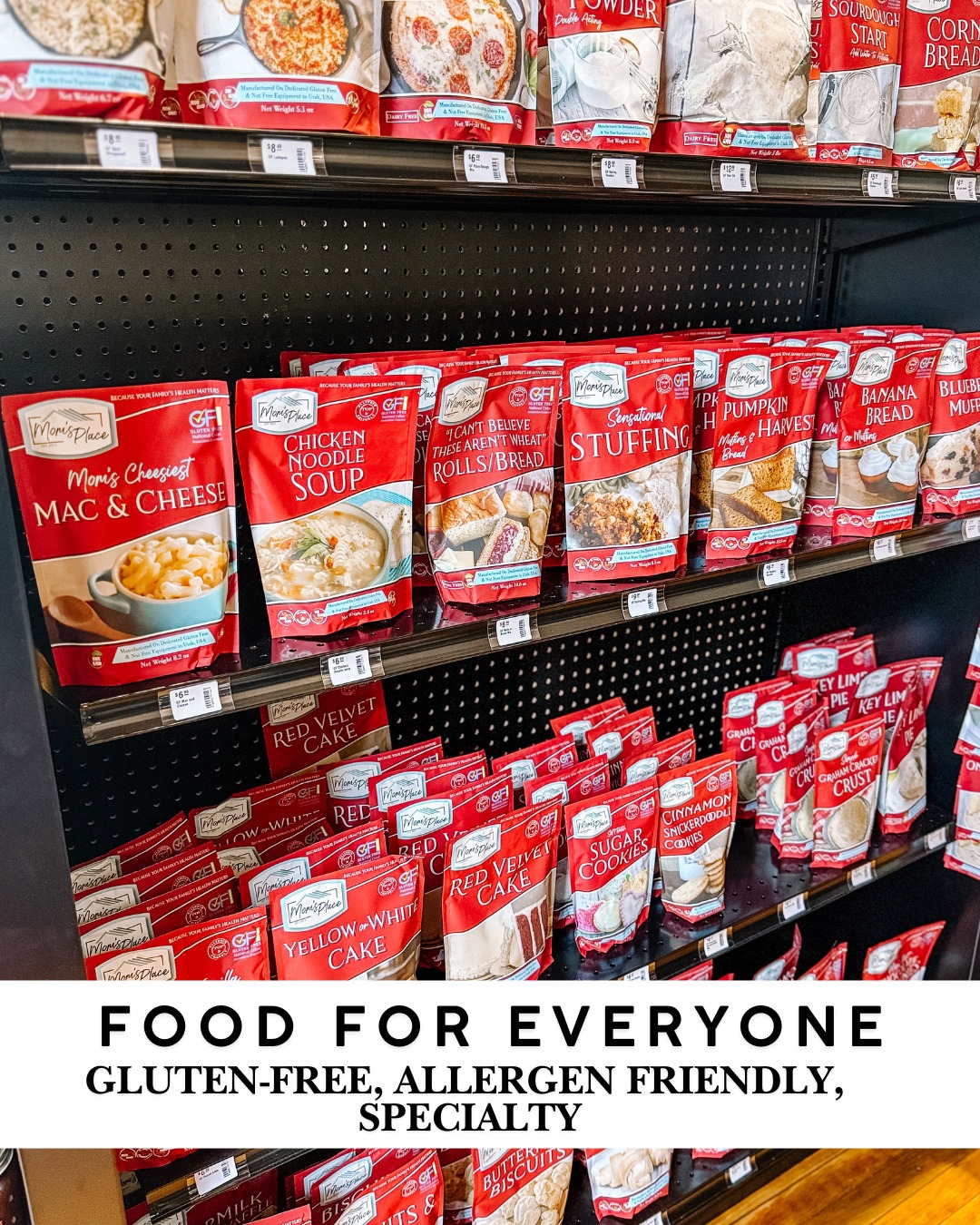 FULL RESTOCK ✨ Mom’s Place Gluten-Free is back on the shelves at The Station!
One of our favorite specialty food lines is fully stocked again, making it a whole lot easier to find the foods you miss when shopping gluten-free and allergen-friendly.
Mom’s Place is a family-owned company focused on making gluten-free foods that are easy, affordable and most importantly actually taste good.
If you’ve been waiting on your favorites, now’s the time to stock up. And if you’ve never checked out this section of The Station, come take a look. We’re pretty proud of how much it’s grown.