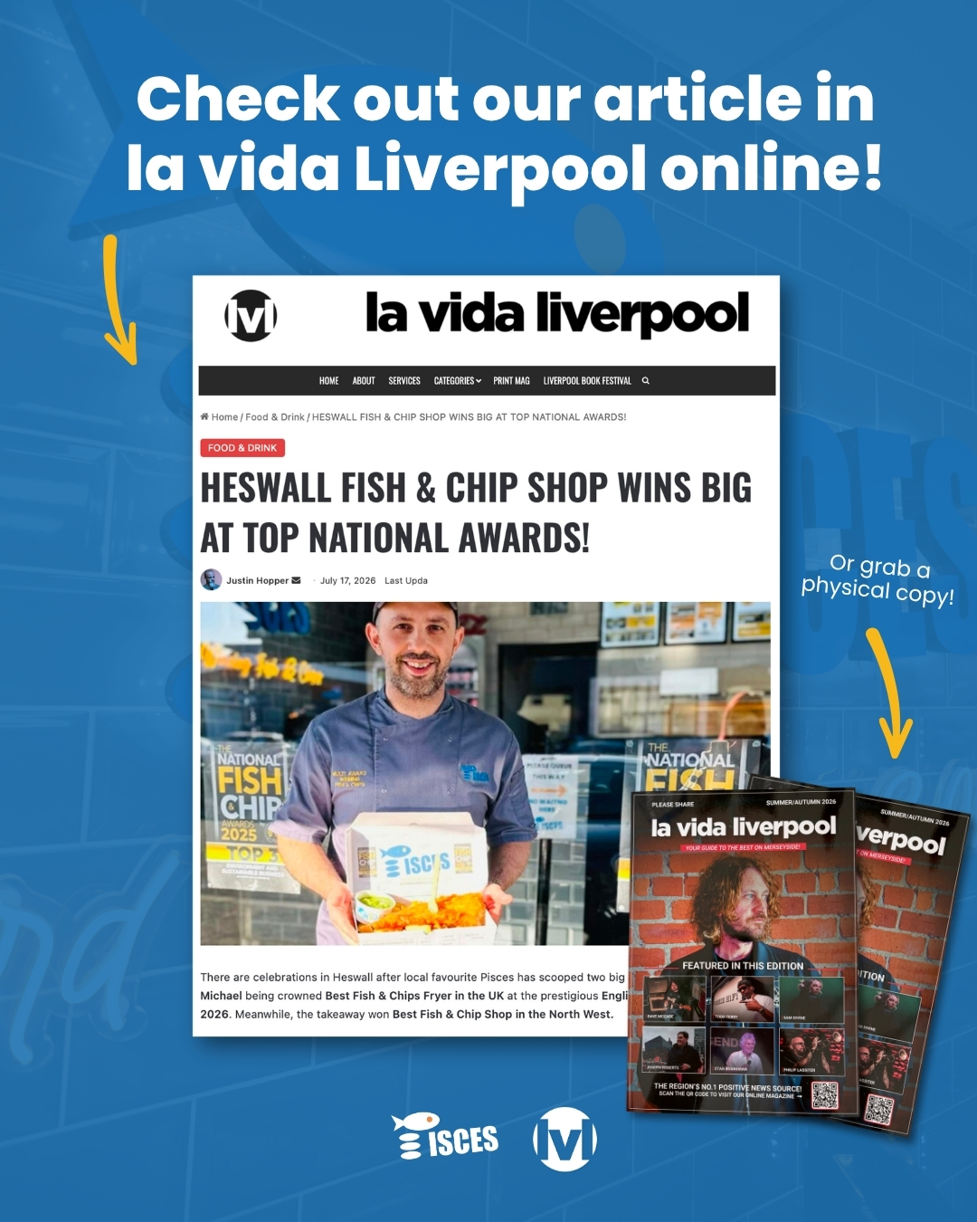 We have been featured in the @lavidaliverpool ๐ค
It is a pleasure to be included in a brilliant local magazine ๐
Check out the article โฌ๏ธ
https://tinyurl.com/mr5fbv4f
#liverpool #article #takeaway #fishandchips #heswall #chippy #pisces #piscestakeaway #lavidaliverpool