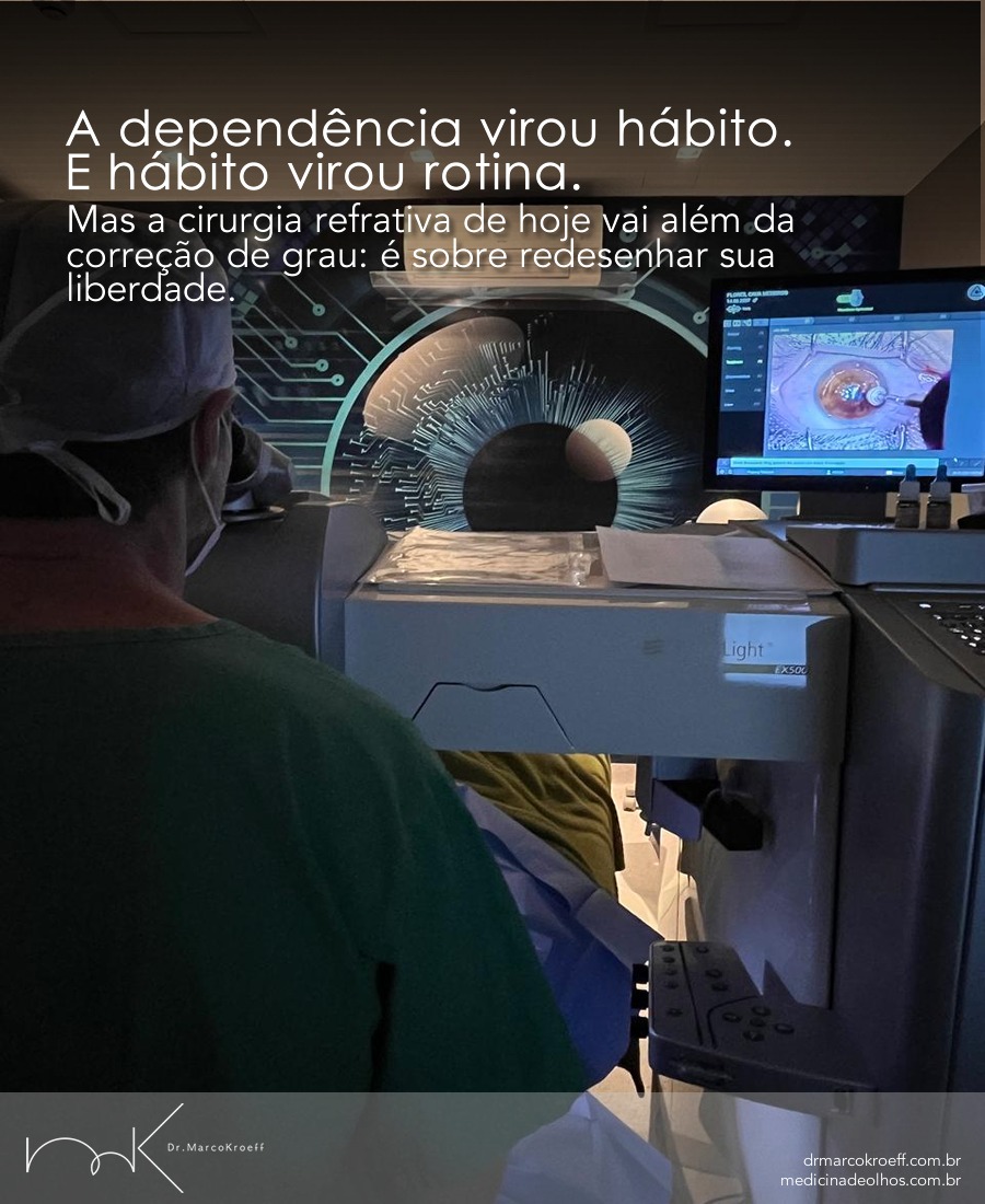 Você passou anos adaptando sua vida aos óculos. E se, agora, fosse possível adaptar sua visão à sua vida?
Com o tempo, você aprendeu a pensar nos óculos antes de:
praticar um esporte;
entrar no mar;
viajar;
dirigir;
ou simplesmente levantar da cama.
A dependência se tornou parte da rotina — quase automática.
Hoje, a cirurgia refrativa vai além da correção do grau. Com avaliação criteriosa, tecnologia, precisão e segurança, ela pode proporcionar mais liberdade e praticidade para viver o dia a dia sem depender dos óculos.
Porque enxergar bem é essencial. E poder viver com mais liberdade pode ser transformador.
#DrMarcoKroeff #CirurgiaRefrativa #LiberdadeVisual #Felicidade #SaudeOcular"
Agende sua consulta, terei o maior prazer em dar a melhor orientação.
Dr. Marco Antônio Kroeff
Primar Oftalmologia POA ✆ 3222.7974
Clínica Otovisão Gravataí ✆ 3497.6000
www.drmarcokroeff.com.br