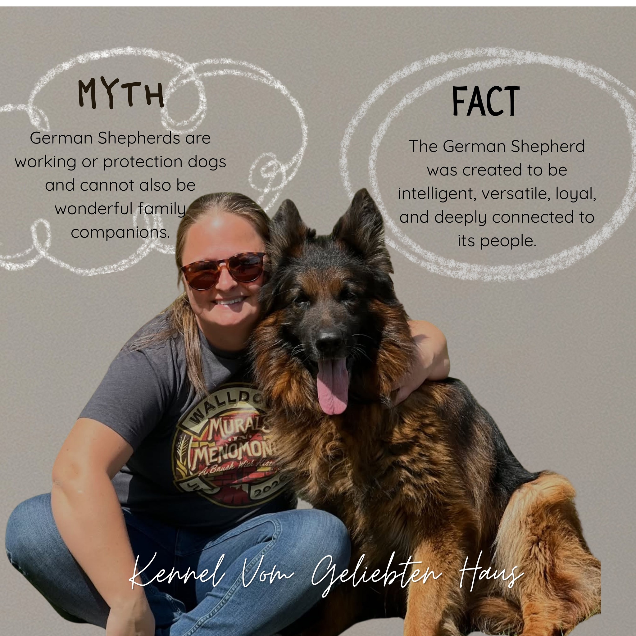 MONDAY MYTH: German Shepherds are working or protection dogs and cannot also be wonderful family companions.
The German Shepherd was created to be intelligent, versatile, loyal, and deeply connected to its people. A correctly bred dog can be confident and capable while also being gentle, affectionate, and trustworthy within the family.
Temperament matters. Genetics matter. Early experiences and training matter.
Not every German Shepherd is the right match for every household, but the right dog—with the right temperament and appropriate guidance—can be an extraordinary family companion.
Strength and gentleness are not opposites. In a well-balanced German Shepherd, they should exist together.