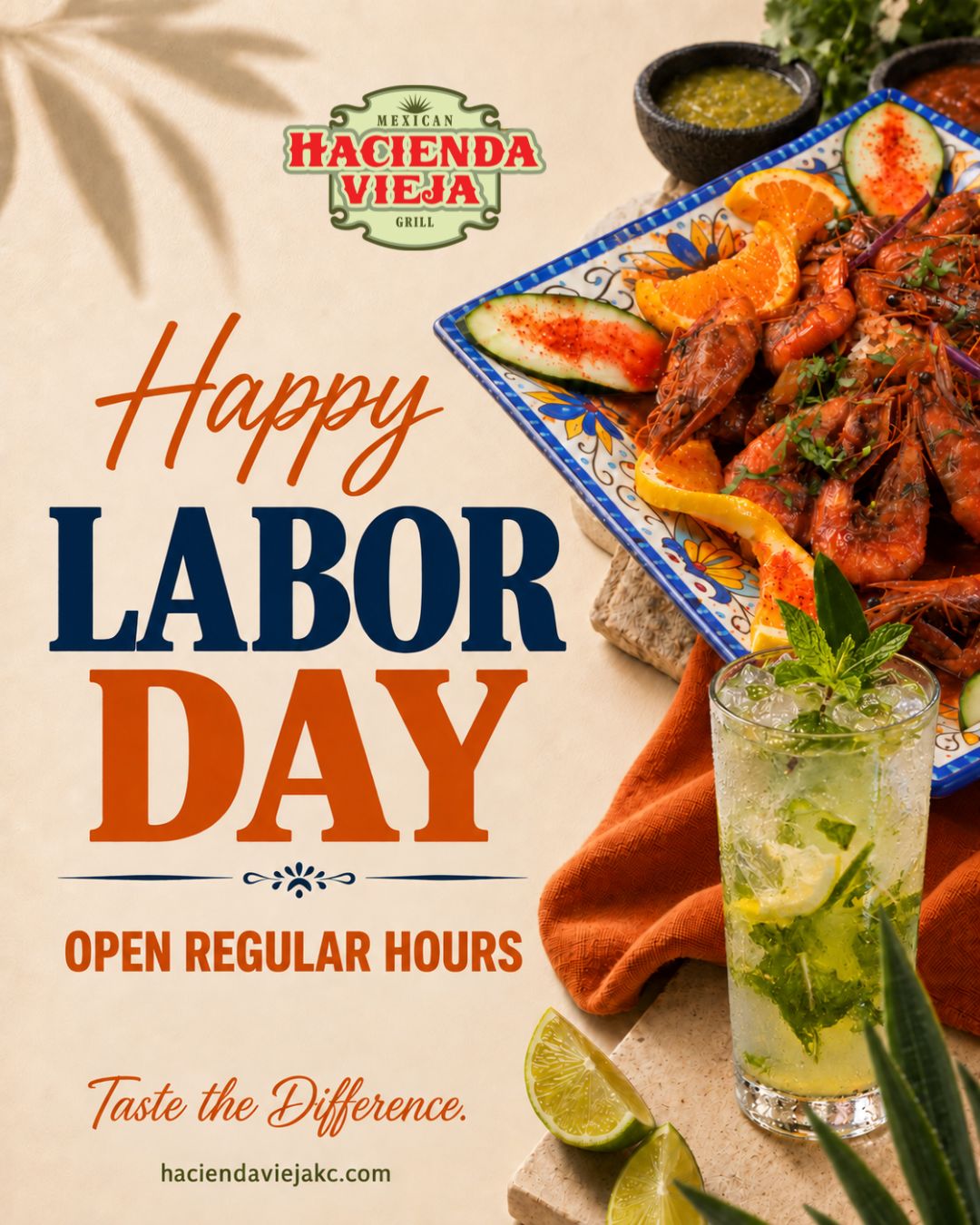 Happy Labor Day!
Celebrate with flavor at Hacienda Vieja 🌮🍹