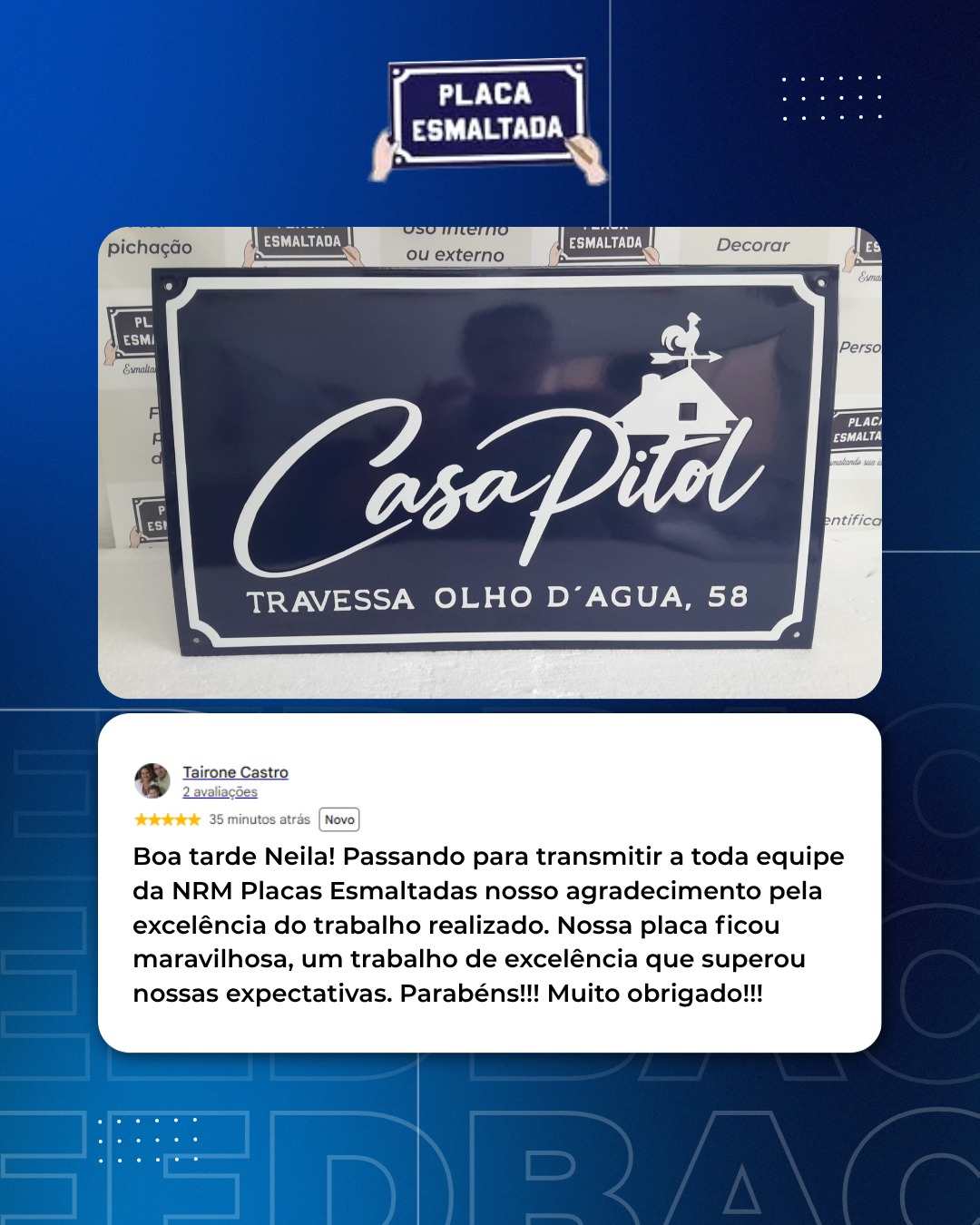 Sua fachada também merece um toque de personalidade e elegância! ✨
A Placas Esmaltadas transforma ideias em placas que valorizam cada detalhe do seu espaço, com acabamento de qualidade, durabilidade e um resultado que encanta. 💙
E quando o cliente reconhece nosso trabalho, a satisfação é ainda maior. Muito obrigado pela confiança! 🙌
📲 Faça seu orçamento e tenha uma placa feita para durar e impressionar.
#PlacasEsmaltadas #PlacasPersonalizadas #Fachada #ComunicaçãoVisual #ClienteSatisfeito