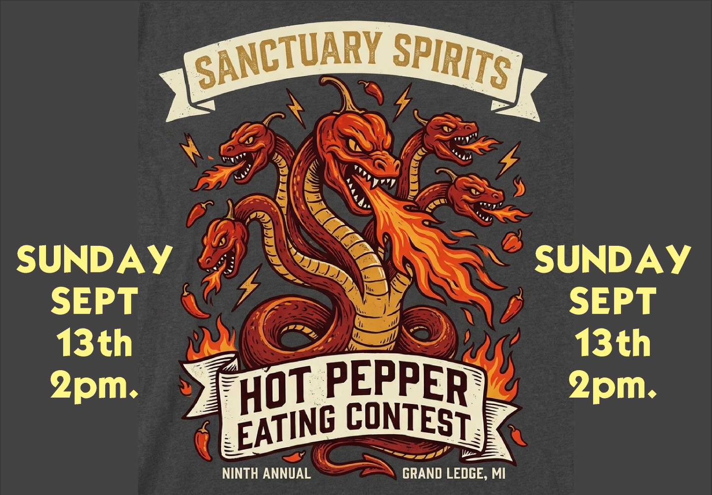 🎪🌶️🔥 Big happenings next weekend at Sanctuary Spirits!
Saturday September 12th, Next Stop Comedy presents LIVE stand up comedy 🎭 . Featuring an all new lineup, join us for night of fun friends and laughs. For ticket and lineup information visit https://www.nextstopcomedy.com/events/sanctuary-spirits-2026-09-12?utm_source=venue_website&utm_medium=referral&utm_campaign=venue_promo
🌶️ Then on Sunday September 13th is our 9th annual HOT PEPPER CHALLENGE at 2:00 pm. Test your fortitude in this elimination style challenge or come cheer on the contestants! Space is limited so sign up early and in person at the bar.
Hope to see you all next weekend!
#hotpepperchallenge #standupcomedy #nextstopcomedy #sanctuaryspirits #feeltheburn