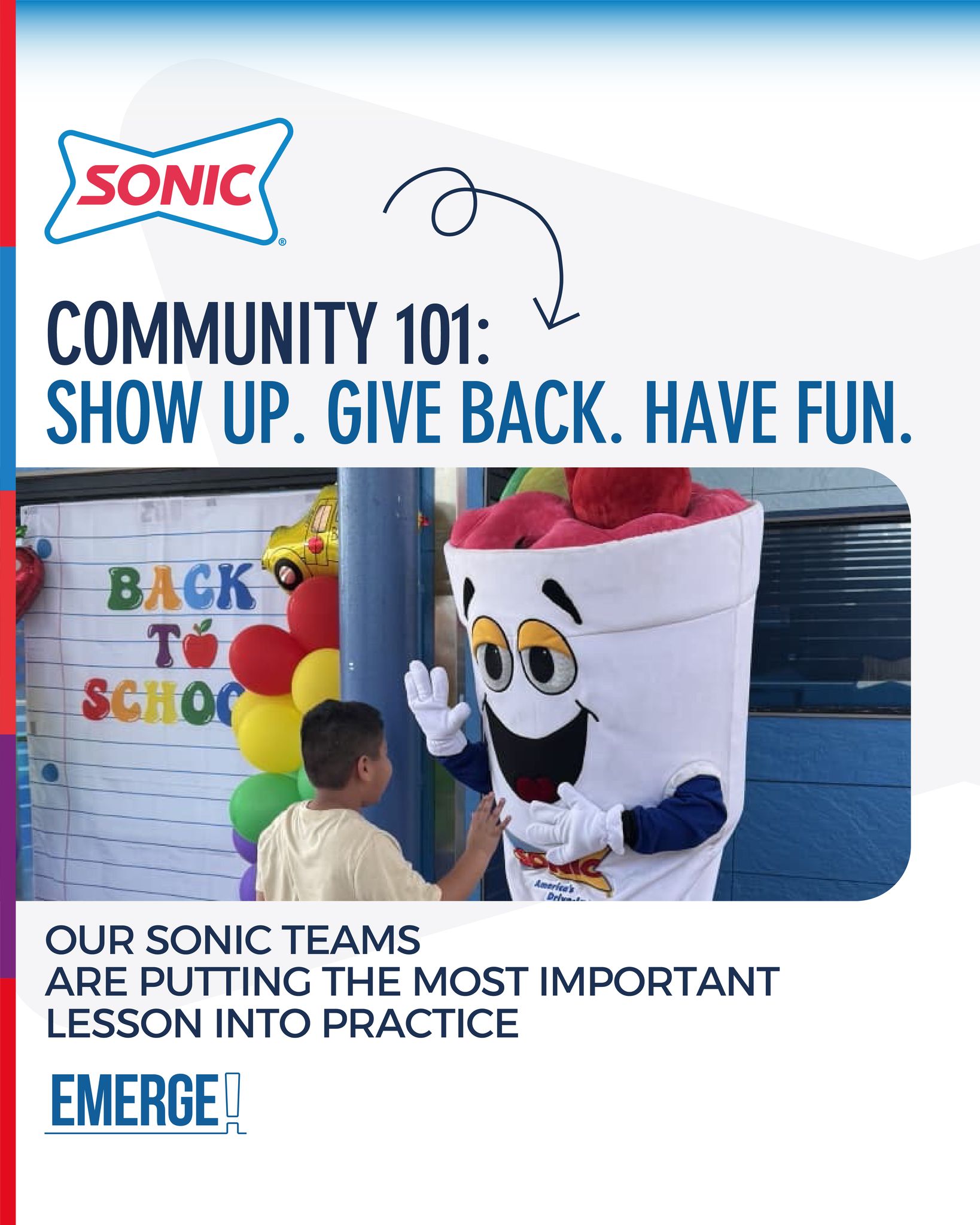 The first day of school may start with a bell, but the community spirit starts much earlier!
From RGM Laura Brandon and Sonic #2435’s Back-to-School Bash in Lake Jackson to Maria and Sonic #1827’s support of a local church event in Clute, our teams were there to help local families get ready for a new school year.
With free school supplies, haircuts, activities, bottled water, and even a visit from Mr. Coney, these teams helped make back-to-school feel a little more exciting and a lot more connected.
Here’s to the people who show up before the first bell rings. 💙
See how Emerge is building stronger communities and growing what’s next: Our Communities | Emerge Inc.
#EmergeInc #BackToSchool #LakeJacksonTX #CluteTX #BackToSchoolBash #CommunityLove #GivingBack #Sonic
