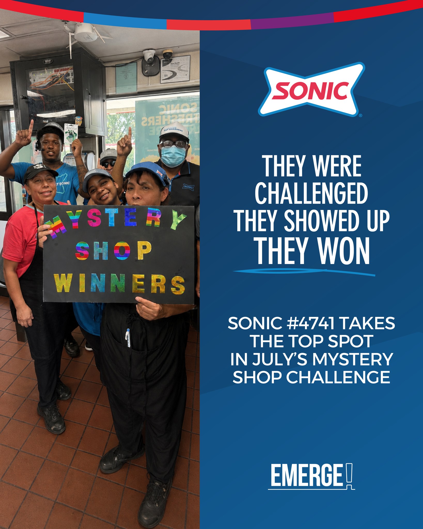 Area Coach Estella challenged her team to step up their game on Corporate Mystery Shops. Our Sonic store #4741 didn’t just meet the challenge, they ran with it!
Focused on the details. Locked in on service. Committed to excellence.
That mindset earned them the #1 spot in July’s Mystery Shop Challenge. 🏆
Way to rise to the occasion, store 4741! Keep climbing!
https://www.emergeinc.net/
#EmergeInc #SonicDriveIn #MysteryShopChallenge #TeamWin #OperationalExcellence #RestaurantLife #TeamEmerge #SonicTeam