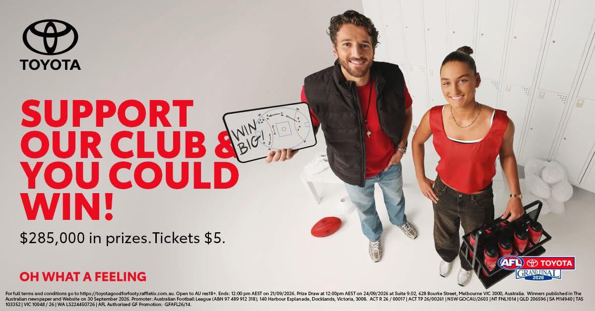 TOYOTA GOOD FOR FOOTY RAFFLE
Support the Waverley Park Hawks and you could win with the Toyota Good for Footy Raffle!!!!
Tickets are just $5.
Thereโs over $285k in prizes up for grabs, including three new Toyotas PLUS the club gets to keep 100% of the proceeds!
So get sharing with your family and friends to start selling tickets and Raising like Legends. Because every dollar and every step matters in keeping the Waverley Park Hawks strong!
Draw will take place on Friday 24th September 2026
So what are you waiting for, buy your tickets now!
https://toyotagoodforfooty.raffletix.com.au/wphawks?v=1
Or link ๐ in bio
๐ค๐ก๐ค๐ก