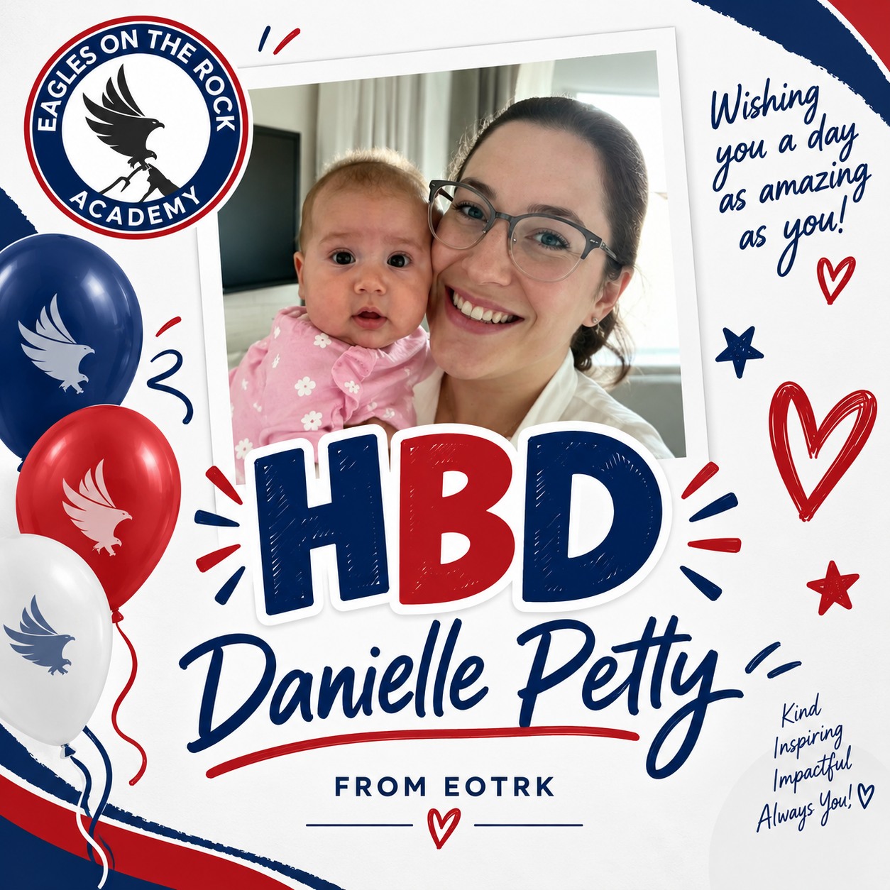 π Happy Birthday, Danielle Petty! πβ€οΈ
Today we celebrate you and all the wonderful things you do for our school. Your dedication, kindness, and the countless ways you support our students, families, and staff make such a meaningful difference every day. π¦
β¨
Thank you for everything you do and for being such an important part of our EOTRK family. We hope your birthday is filled with as much joy as you bring to our school! β€οΈπ
Happy Birthday, Danielle! ππ