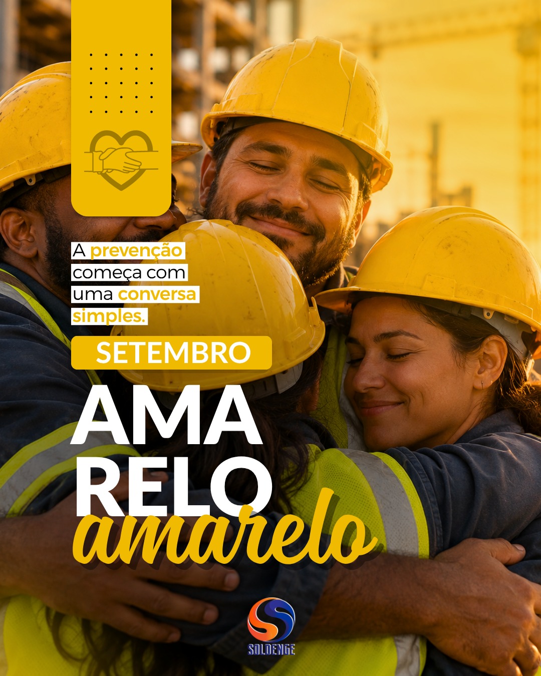 💛 Setembro Amarelo | Cuidar também é proteger
Quando falamos em segurança no trabalho, pensamos rapidamente em capacetes, luvas, botas, óculos e outros EPIs. Mas existe uma proteção que também merece atenção: o cuidado com a saúde mental.
O Setembro Amarelo reforça a importância de criar ambientes onde as pessoas possam conversar, ser ouvidas e buscar ajuda quando necessário.
Uma equipe segura também é aquela que encontra respeito, acolhimento e atenção às pessoas no dia a dia.
💛 Pergunte como alguém está.
💛 Escute sem julgamentos.
💛 Não minimize o sofrimento do outro.
💛 Incentive a procura por ajuda profissional.
Neste Setembro Amarelo, a Soldenge deixa um lembrete: proteger pessoas vai muito além dos equipamentos.
👉 Compartilhe esta mensagem. Informação, diálogo e acolhimento também fazem parte da prevenção.
#SetembroAmarelo #SaúdeMental #Soldenge