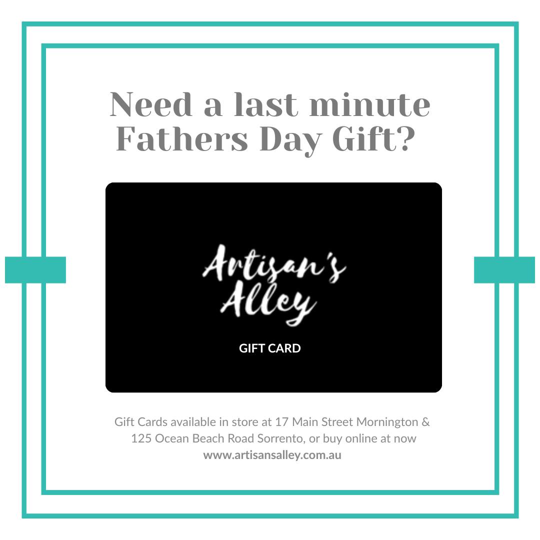 Happy Father's Day to all the dads, grandpas and father figures 🧡
We're open until 4pm if you're grabbing a last-minute something.
Still can't decide? An Artisan's Alley gift card means he gets to choose, good for anything, by any maker, at either store. Buy online from our website now or in-store.
And to every dad being marched around the shops by the family today: Welcome. The leather goods are just over there, and the best coffee on the high street is next next door.
Open today: Mornington 10am–4pm · Sorrento 10am–4pm.