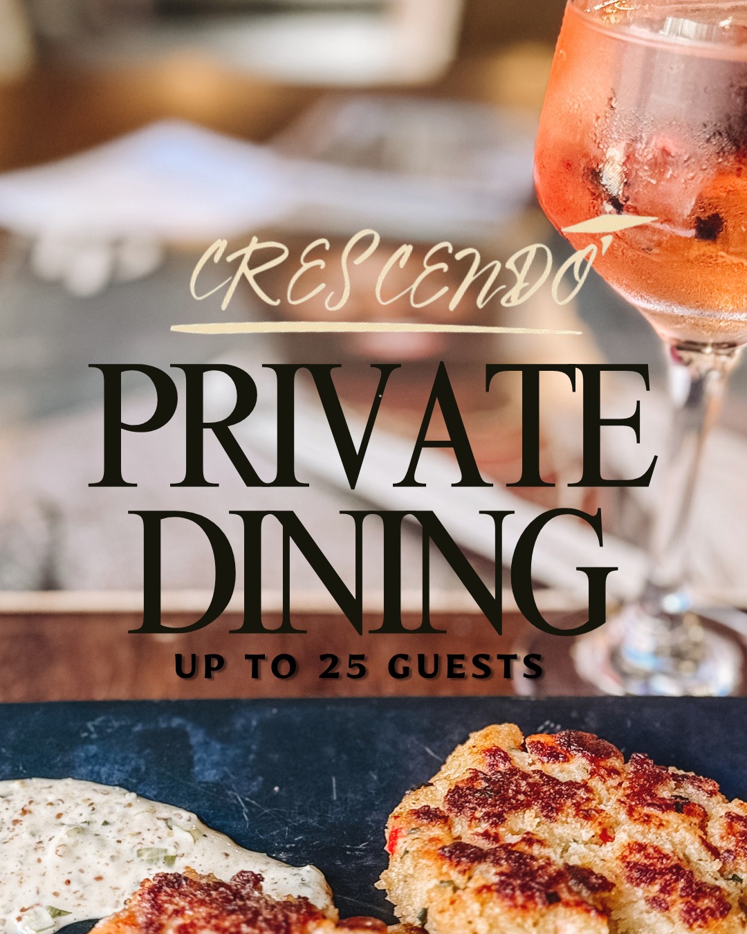 Your party. Your people. Your own space. 🥂
Crescendo is now offering private dining for up tp 25 people in The Station.
Perfect for birthdays, showers, celebrations, business dinners, holiday gatherings or simply getting your favorite people in one space. Enjoy the Crescendo menu and experience in a space reserved just for you. And if you love their little hidden bar … add it to your event to keep the whispers going.
Private Dining space can be reserved in person, over the phone or fill out an inquiry form on the Crescendo Page.
