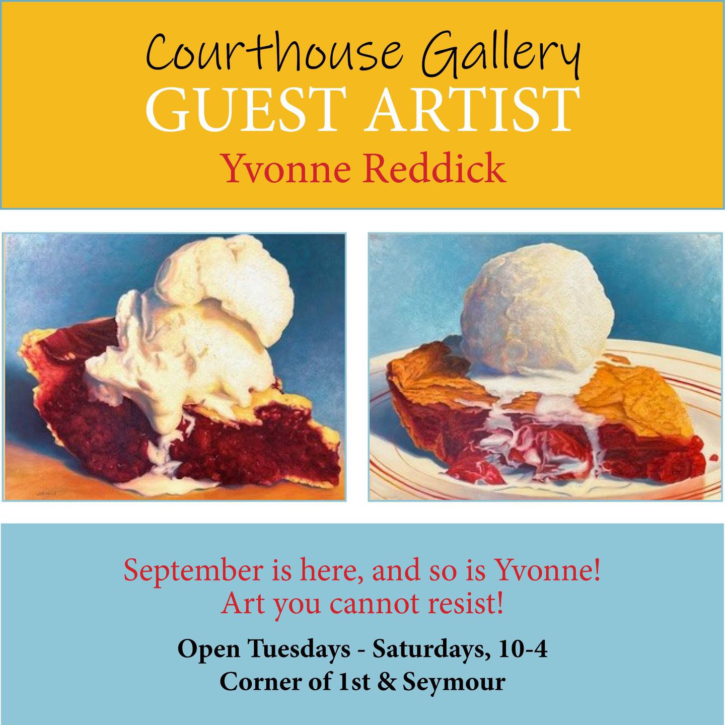 Large and scrumptious paintings by Yvonne Reddick are now on view at the Gallery! Visit us for 100% local Kamloops art and craft.
7 Seymour St West, Kamloops
Open Tuesday - Saturday 10-4pm