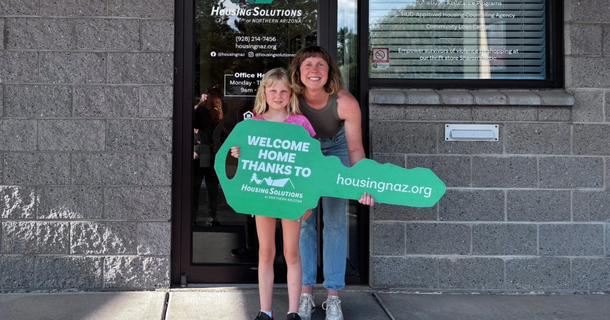Building opportunities starts at home!
Since its launch in June 2021, six Housing Solutions of Northern Arizona employees have used Housing Solutions' Employee Assistance Program to purchase their home—including one employee and her daughter in FY2026!
The program provides eligible Housing Solutions' employees with up to $10,000 in homeownership assistance, with $5,000 forgiven after five years in the home.
We’re proud to support our employees as they build a foundation for their own futures—and grateful that the work we do to create affordable homeownership opportunities can make a difference right here within our own team.