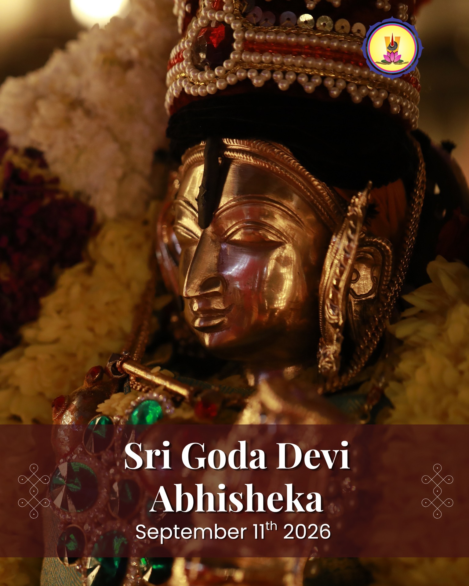 Sri Goda Devi Abhisheka is happening on September 11th at Sri Srinivasa Saligrama Devasthanam.
On the auspicious day of Pubbha Nakshatra, we come together to honor and celebrate the divine grace of Sri Goda Devi with a sacred homa, invoking blessings of prosperity, devotion, and spiritual fulfillment.
Pubbha Nakshatra, associated with the deity Bhaga, embodies qualities of prosperity, joy, and fulfillment. Additionally, it is connected to Goddess Godda Devi (Sri Andal), renowned for her profound devotion and spiritual connection.
This nakshatra harmonizes material success with spiritual dedication, reflecting both creativity and purposeful living.
Join us for the sacred Goda Devi Abhisheka, a divine ritual that purifies and elevates the soul.
To participate visit www.saligrama.org
#SriSrinivasaSaligramaDevasthanam