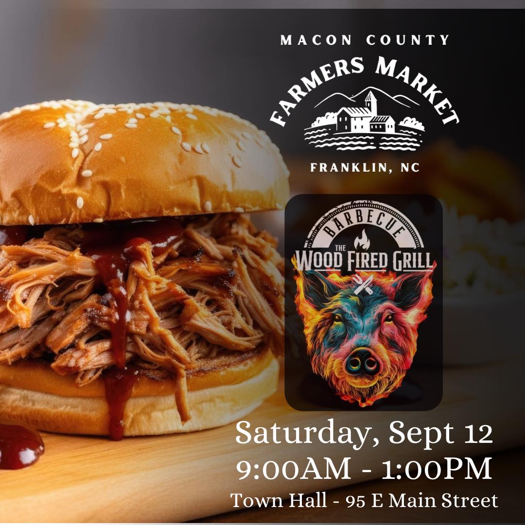 The Wood Fired Grill is returning to the farmers market this Saturday! They are always a fan favorite, so come get their scrumptious breakfast starting at 9:00am and their barbecue lunch at 11:00am 😎🙌
.
.
.
#farmersmarketfranklinnc #wncfarmtotable #appalachianproduce #appalachianfarm #maconcountyfarmersmarket #franklinncchamber #franklinnc #franklinncfarmersmarket #experiencefranklinnc