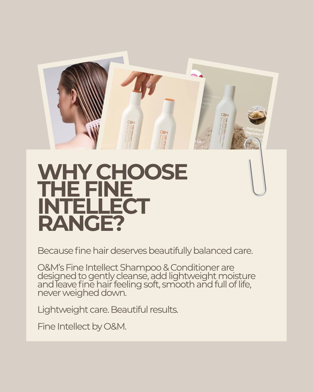Meet your new fine-hair favourites.
The O&M Fine Intellect Shampoo & Conditioner duo is designed specifically for fine hair that needs moisture and softness without the heaviness.
The shampoo gently cleanses while helping hair feel fresh and lifted, while the conditioner provides lightweight hydration, leaving your hair feeling soft, smooth, manageable and full of natural movement.
Perfect for everyday use when you want beautifully conditioned hair without weighing it down.
🤍 BUNDLE OF THE MONTH
Enjoy 10% OFF Fine Intellect Shampoo + Conditioner when purchased together.
Shop in-store or online and give your fine hair the lightweight care it deserves. ✨ #HealthyHair #hairgoals #haircare💯 #australianhairdresser