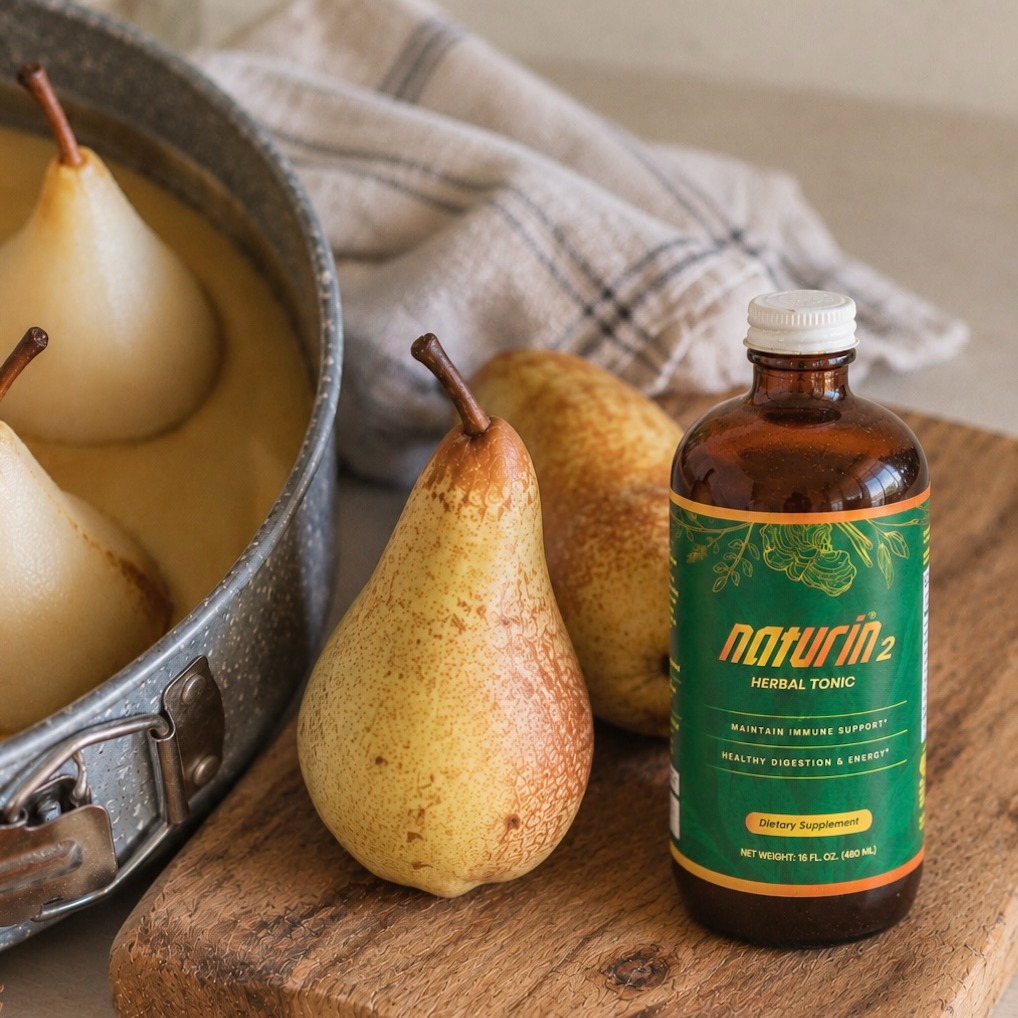 Autumn belongs to the pear. 🍐
In Chinese medicine, autumn is the season of dryness — dry throat, dry skin, the air turning crisp. The answer is food that moistens.
The pear is autumn's fruit for exactly this: cooling, sweet, traditionally used to nourish yin. But raw, it's cold in TCM terms. Simmered, it turns gentle. That's why grandmother's pear is always warm. Snow fungus (银耳, "silver ear") is the other half — the poor man's bird's nest, and good for skin hydration & moisture. Here's a simple recipe:
Pear & Snow Fungus Soup (雪梨银耳汤 xuě lí yín ěr tāng)
· 1 Asian pear, cubed
· 1 handful dried snow fungus, soaked
· 4 red dates
· 1 tsp goji
· Rock sugar
Simmer in 4 cups water, 40 min, until silky. Eat warm.
Here's the thing about TCM: it works by decoction — foods and herbs simmered for hours. Beautiful tradition. Hard to keep up. Naturin2 is a decoction already done. Seven traditional roots and botanicals standardized into one 40ml herbal tonic. No pot, no soaking. The soup is for Sunday; the vial is for every day.
Made in the USA. Link in bio.
Daily nourishment with the power of plants. 💚
#naturin2 #powerofplants #chinesemedicine #autumnrecipe #snowfungus #seasonaleating