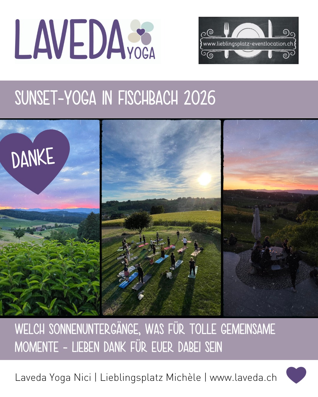 🌅 Danke für diesen wunderbaren Yoga-Sommer. 🧘♀️💛
Gemeinsam atmen. Bewegen. Innehalten.
Den Himmel beobachten, die Abendsonne geniessen und für einen Moment einfach da sein.
Ein herzliches Dankeschön an alle, die beim Sunset-Yoga dabei waren und diese Abende mit Leben, Ruhe und schöner Energie gefüllt haben. 🙏
Es waren für mich ganz besondere Momente – draussen in der Natur und gemeinsam mit euch.
Ich freue mich jetzt schon aufs nächste Mal. 🌿✨
#SunsetYoga #LavedaYoga #YogaWillisau #YogaFischbach #Achtsamkeit #YogaInDerNatur #Dankbar