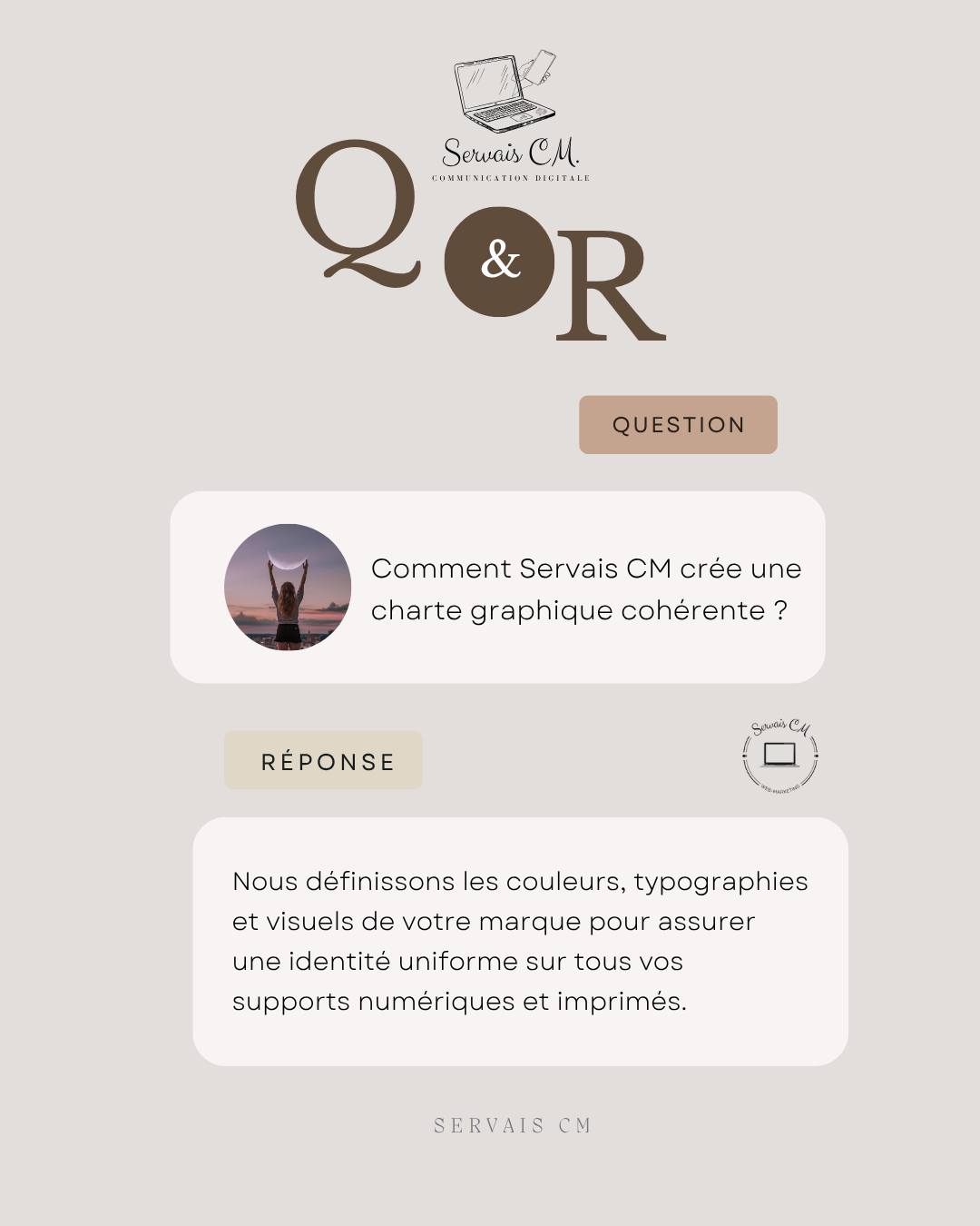 ❓✨ Question du jour ✨❓
Comment Servais CM crée une charte graphique cohérente ?
💬 Réponse :
Chez Servais CM, nous construisons une identité visuelle harmonieuse qui reflète parfaitement votre entreprise et vos valeurs. 🎨
✨ Définition des couleurs de votre marque
🔠 Choix des typographies adaptées à votre image
🖼️ Sélection des éléments visuels et graphiques
📱 Cohérence sur vos supports digitaux
🖨️ Uniformité sur vos supports imprimés
💡 Une charte graphique bien pensée permet à votre entreprise d'être immédiatement reconnaissable, de renforcer sa crédibilité et de transmettre une image professionnelle sur l'ensemble de ses supports de communication.
🎯 Parce qu'une marque forte commence par une identité visuelle cohérente.
#CharteGraphique #IdentitéVisuelle #Branding #CommunicationVisuelle #ServaisCM