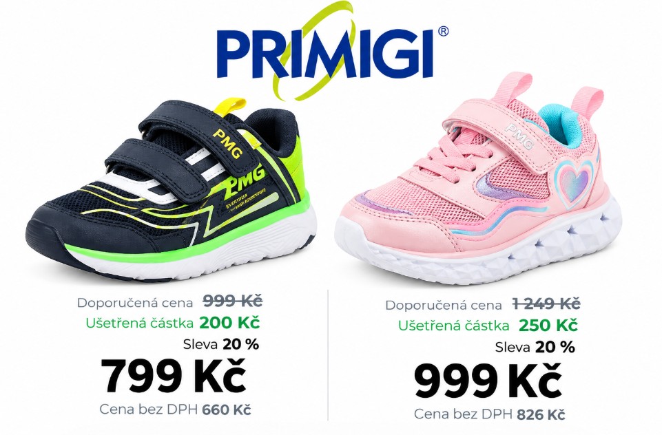 👟 Primigi pro malé dobrodruhy! 💙🩷
Pohodlí, hravé barvy a styl, který děti baví. ✨ A teď navíc za ceny, které potěší i rodiče! 😍
💙 Chlapecké 799 Kč
🩷 Dívčí 999 Kč
🔥 SLEVA 20 %
Vyberte ten pravý pár, než budou velikosti pryč! 🛍️👟
www.vjobuv.cz