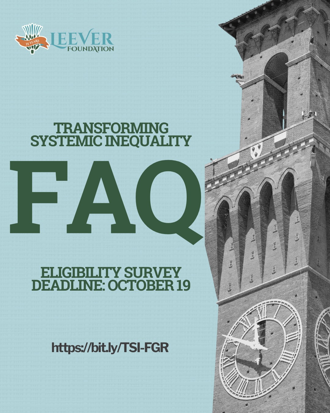 Have questions about the Leever Foundationās Fall Grant Opportunity? Join us Sept. 16 at 1:00 PM for a Q&A about the grant, alignment, Eligibility Quiz, and application process. Prospective applicants are encouraged to attend and bring their questions. Register through the link in bio.
#LeeverFoundation #WaterburyCT #GrantOpportunity #SystemsChange #SocialJusticeGrants"