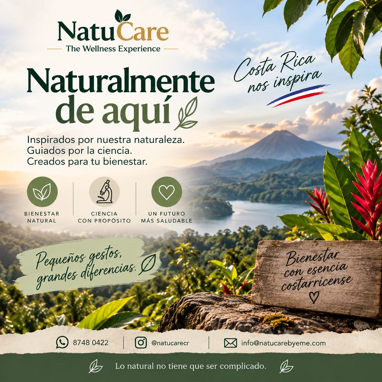 🌿 Naturalmente de aquí.
Costa Rica nos inspira con su naturaleza, su riqueza y esa forma tan nuestra de valorar lo simple y lo esencial.
En NatuCare creemos en una manera de cuidarnos donde naturaleza, ciencia y bienestar puedan encontrarse. 🤍
Este mes celebramos nuestras raíces y todo lo que esta tierra nos inspira a seguir creando.
🌿 Inspirados por nuestra naturaleza.
🔬 Guiados por la ciencia.
🤍 Creados para tu bienestar.
NatuCare — The Wellness Experience
Lo natural no tiene que ser complicado.
📲 8748 0422
📧 info@natucarebyeme.com
Instagram: @natucarecr
#NatuCare #TheWellnessExperience #NaturalmenteDeAqui #CostaRica #MesPatrio #Bienestar #Naturaleza #PuraVida