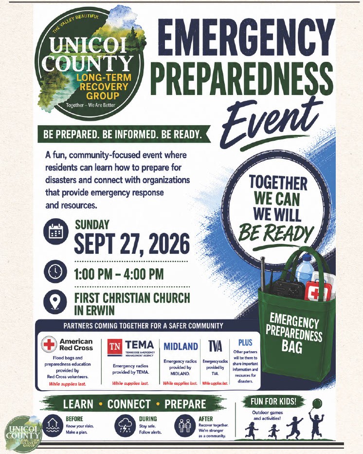 Come see Catholic Charities’ Disaster Relief Case Managers at Unicoi County Long-term Recovery Group's Emergency Preparedness event this Sunday, September 27 from 1-4PM at First Christian Church in Erwin.
Red Cross and CCETN are working collaboratively on getting Emergency Preparedness Resources to the public. Ask us about what to pack in your Emergency "To Go Bag", plus learn some best practices to ensure you are prepared in the event of a disaster.
🎒The first 100 guests at each event will receive a FREE Emergency To-Go Bag!
EVENT DETAILS:
🔹 September 27 - UNICOI COUNTY
First Christian Church
307 S Main Ave, Erwin, TN 37650
12:00 PM - 4:00 PM
These events are FREE and open to the public. For more information, click the event flyer or contact us at disasterresponse@ccetn.org.
Together, we can build stronger, more resilient communities and be better prepared for whatever comes next.
#DisasterPreparedness #DisasterRelief #CatholicCharities #EastTennessee #HurricaneHelene #CommunityImpac