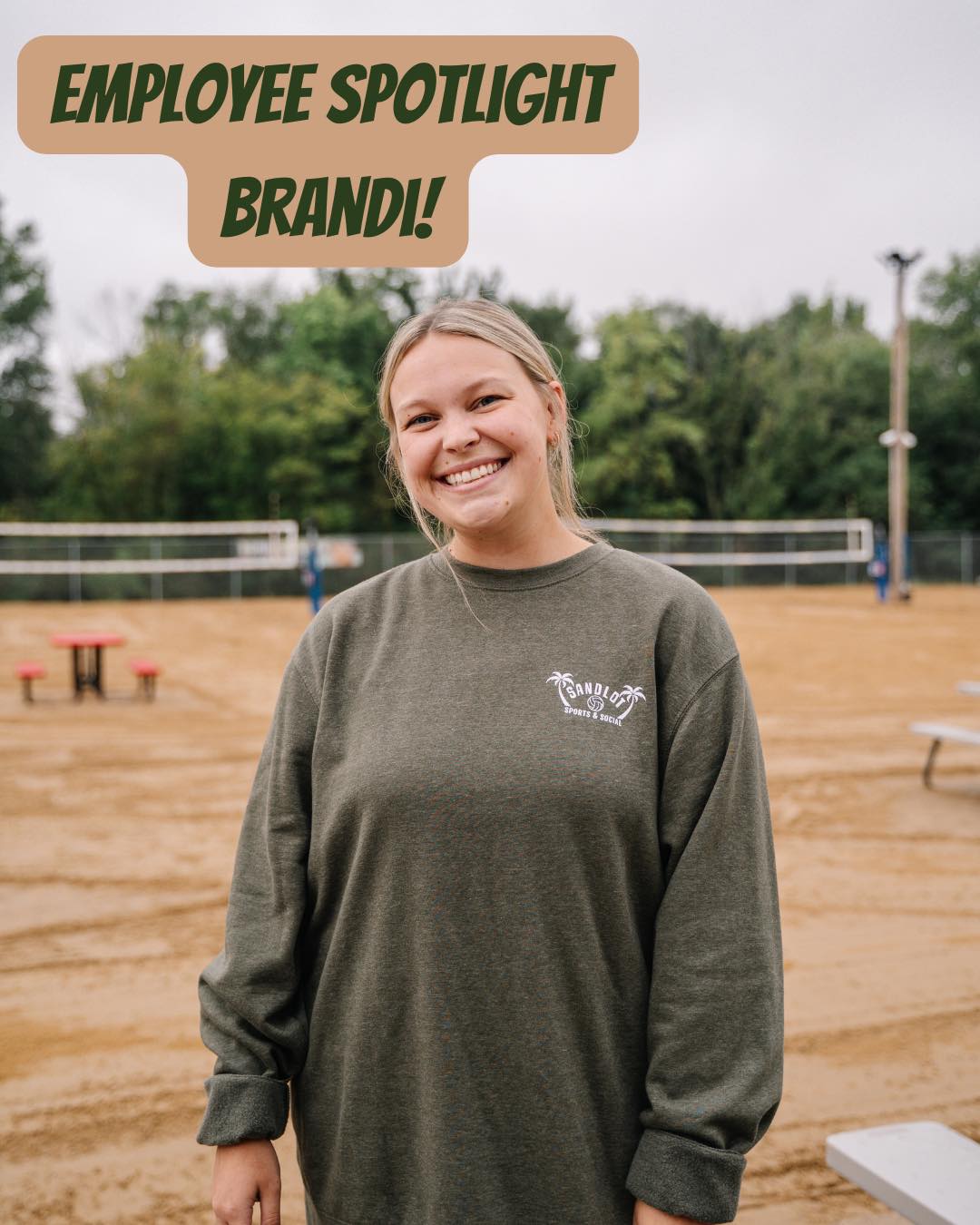 🎶 Brandi, you’re a fine girl… 🎶
Meet Brandi! Bartender, payroll specialist, professional bookworm, and mother to Sandlot’s unofficial celebrity, Louise. 📚
She may be newer to the Sandlot crew, but she’s already mastered one of the most important bartender skills: remembering your order before you even have to ask.
You can usually find her behind the bar pouring drinks, sneaking in a few pages when things slow down, or answering questions about when Louise is coming back.
We’re happy to have this fine girl on the Sandlot crew. 💚🏐