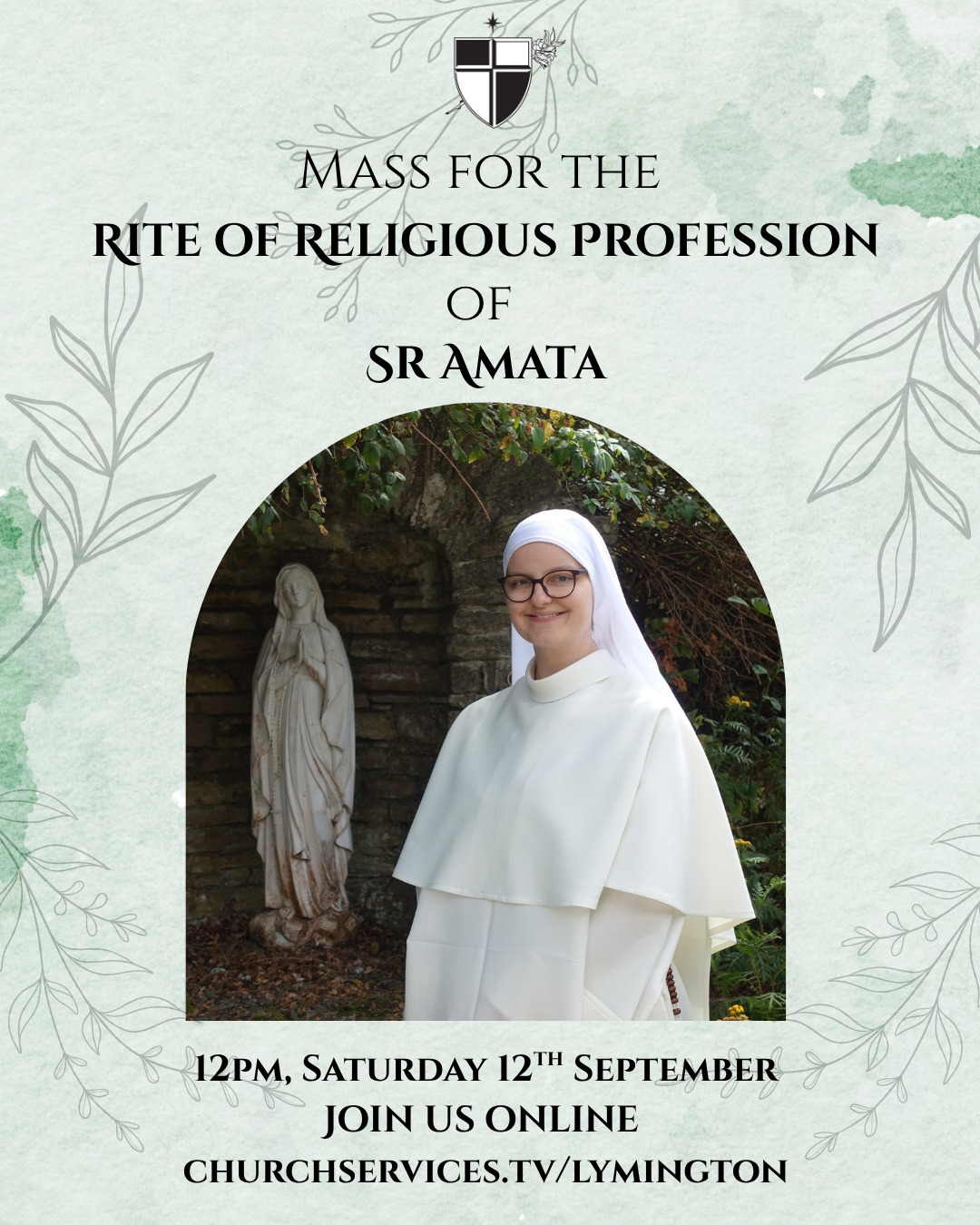 FIRST PROFESSION: You can join us online for Sr Amata's first profession Mass, taking place this coming Saturday, 12th September, at 12 noon!
Tune in here: https://churchservices.tv/lymington
Please continue to keep Sr Amata in your prayers in these final few days as she prepares to consecrate herself to the Lord as a Dominican Sister of St Joseph 😇🙏
#firstprofession #religiouslife #novice #vows #discernment #vocation #dominicansister #dominicanfamily