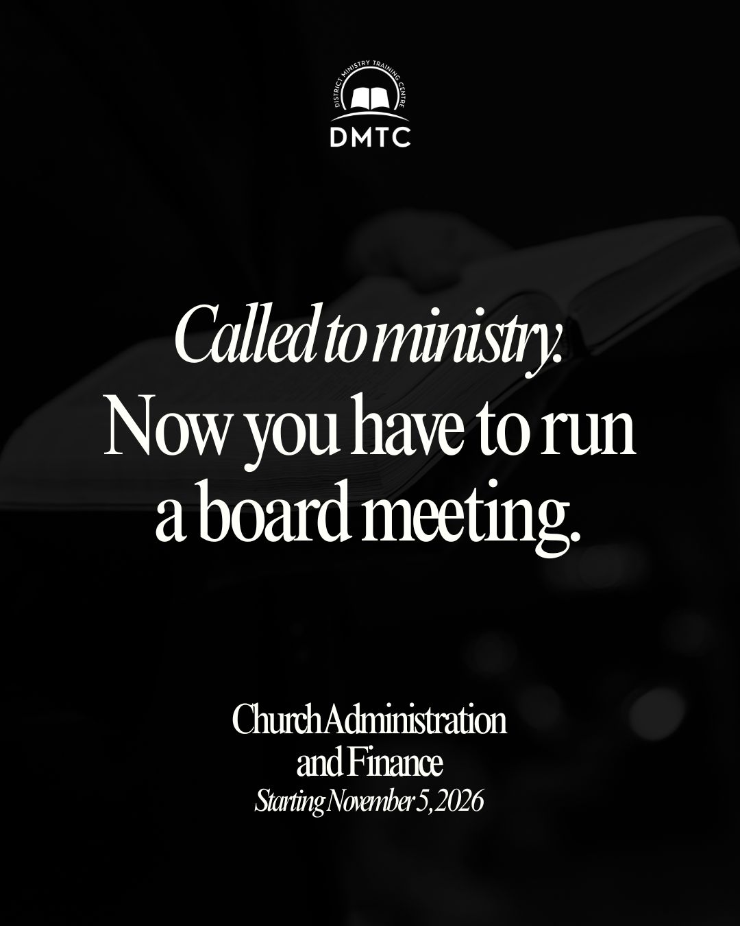 You may feel prepared to preach, teach and care for people. But ministry also brings budgets, board meetings, volunteers, policies and financial decisions.
Church Administration and Finance connects these practical responsibilities with biblical leadership and stewardship, giving you skills you can use in your local church.
Classes begin November 5. Register today.
https://www.districtministrytrainingcentre.ca/courses