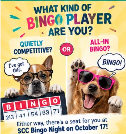 “What to Expect” | The Bingo Personality Post
-
“Are you a quiet, serious Bingo player…or the one who starts celebrating before the last number is even called?
-
Either way, there’s a seat for you at SCC Bingo Night on October 17!
-
Expect a night filled with Bingo, great prizes, a little friendly competition, plenty of laughs, and a whole lot of community fun.
👇 Tell us: Are you QUIETLY COMPETITIVE or ALL-IN BINGO?”
Buy your tickets now: https://www.sewickleycommunitycenter.com/event-details/purse-power-tool-bingo-2