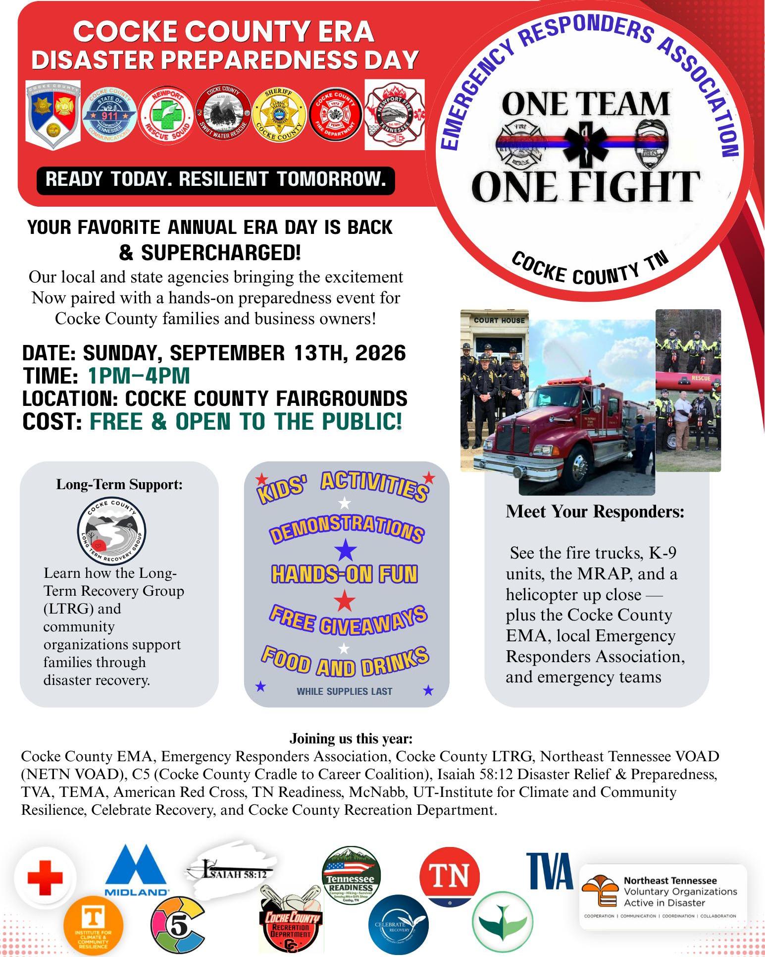 Come see Catholic Charities’ Disaster Relief Case Mangers at Cocke County ERA Disaster Preparedness Day this Sunday, September 13 from 1-4PM at Cocke County Fairgrounds in Newport.
Ask us about what to pack in your Emergency "To Go Bag", plus learn some best practices to ensure you are prepared in the event of a disaster.
🎒The first 100 guests at each event will receive a FREE Emergency To-Go Bag from us!
FULL EVENT SCHEDULE:
🔹 September 13 - COCKE COUNTY
Cocke County Fairgrounds
112 Fairground Cir, Newport, TN 37821
1:00 PM - 4:00 PM
🔹 September 19 - JOHNSON COUNTY
Ralph Stout Park
204 North Shady Street
Mountain City, TN 37683
12:00 PM - 4:00 PM
🔹 September 20 - GREEN COUNTY
My Neighbor's House
1325 Kingsport Hwy, Greeneville, TN 37743
2:00 PM - 5:00 PM
🔹 September 27 - UNICOI COUNTY
First Christian Church
307 S Main Ave, Erwin, TN 37650
12:00 PM - 4:00 PM
These events are FREE and open to the public. For more information, click the event flyer or contact us at disasterresponse@ccetn.org.
Together, we can build stronger, more resilient communities and be better prepared for whatever comes next.
#DisasterPreparedness #DisasterRelief #CatholicCharities #EastTennessee #HurricaneHelene #CommunityImpact