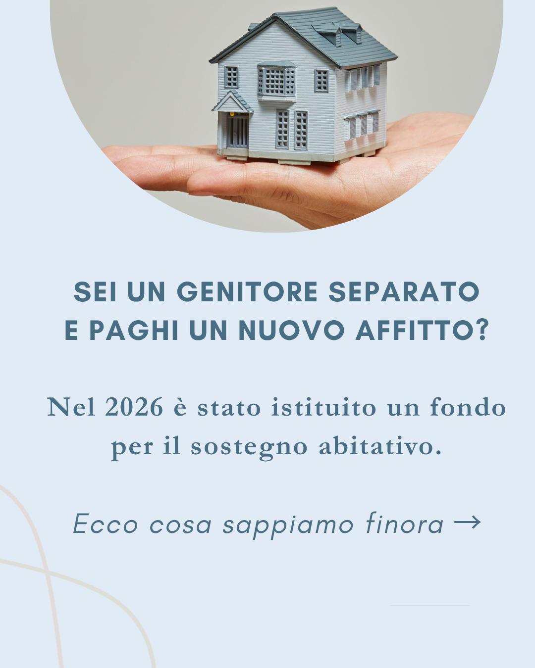 Una separazione cambia anche l'equilibrio economico di una famiglia.
Tra le difficoltà che incontro nella pratica professionale ce n'è una molto concreta: trovare e sostenere una nuova abitazione quando la casa familiare rimane all'altro genitore e ai figli.
La Legge di Bilancio 2026 ha previsto un nuovo Fondo proprio per il sostegno abitativo dei genitori separati, divorziati o non conviventi che non risultano assegnatari della casa familiare e hanno figli a carico fino a 21 anni.
💶 Le risorse stanziate sono 20 milioni di euro l'anno dal 2026 al 2028.
Il MIT ha indicato l'obiettivo di riconoscere un contributo che possa arrivare fino a 500 euro al mese per 12 mesi.
C'è però una precisazione importante.
📌 Ad oggi il contributo non può ancora essere richiesto.
Il decreto attuativo, che dovrà stabilire criteri di accesso, importi definitivi e modalità di presentazione delle domande, non è stato ancora emanato.
Il Ministero ha comunicato di essere al lavoro con il MEF per rendere operativo il Fondo e consentire l'erogazione dei primi contributi entro la fine del 2026.
Per chi sta affrontando una separazione, la questione abitativa può diventare una delle preoccupazioni più immediate. Credo quindi sia importante conoscere questa misura, ma altrettanto importante evitare di anticipare requisiti che saranno definiti soltanto con il decreto.
⚖️ Continuerò a seguirne l'iter.
Se pensi che questa misura possa riguardarti, salva il post e segui la pagina: appena saranno pubblicate le modalità ufficiali, vedremo insieme chi potrà richiederla e come.