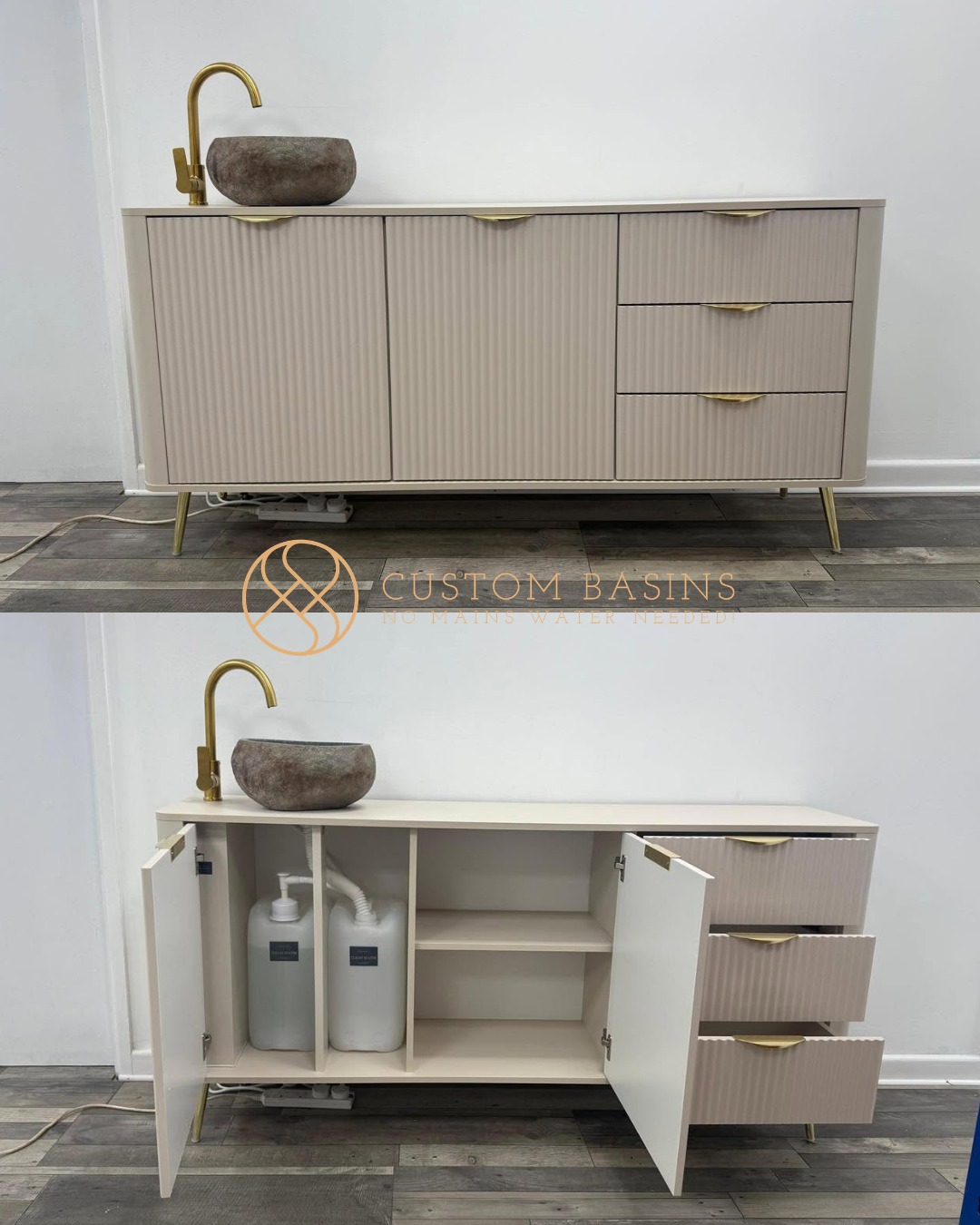 Now THIS is a statement piece! 🙌
We’re obsessed with this River Rock granite basin, especially paired with the soft beige ridged unit and gold detailing.
At 163cm wide, this bespoke unit gives plenty of storage while still making a real feature of the space.
We love bringing together your vision for a bespoke unit, as it allows you to choose from different sizes, finishes, basins and tap options to create a look that works for your space!
Thinking of going bespoke? Send us a message or visit our website for more details.
#nonplumbedsink #nomainswaterconnection #saloninspo #selfcontainedsink