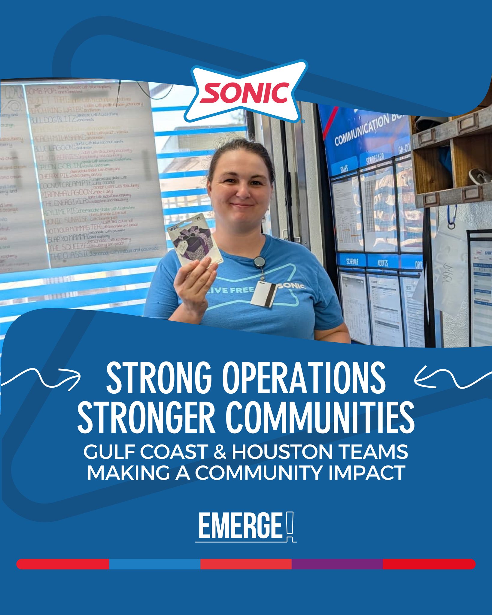 This August, Sonic Gulf Coast and Houston teams have been doing exactly that, from building relationships and giving back in their local communities to staying focused on suggestive selling, guest experience, and perfecting the SONIC Smasher.
These Supervisor Shop shout outs are a great look at teams putting that focus into action.
Proud of the people behind the results and the communities they continue to support. 💙
https://www.emergeinc.net/
#EmergeInc #TeamEmerge #PeopleDevelopment #TeamRecognition #GuestExperience #CommunityImpact #SONIC #SonicDriveIn