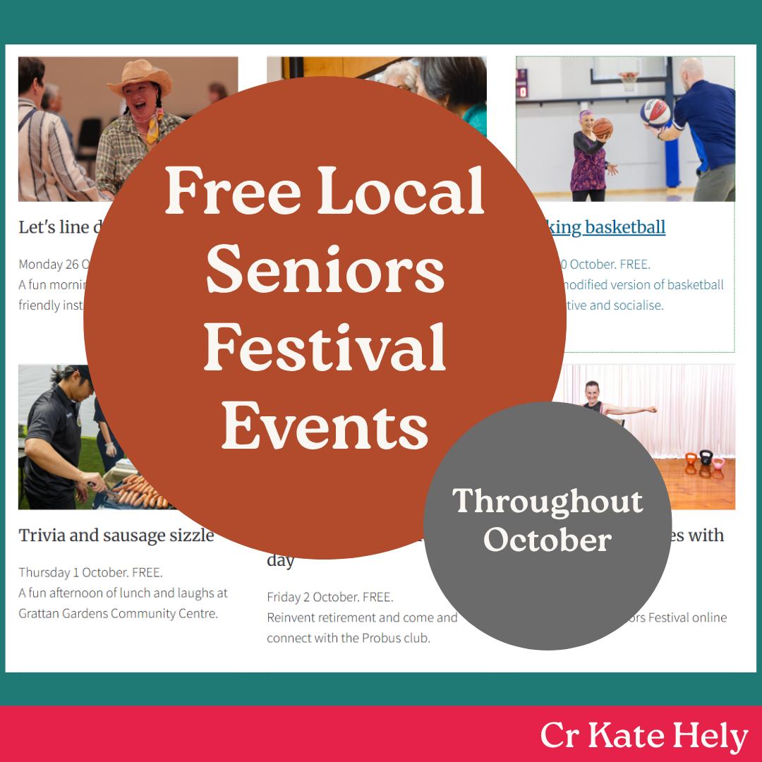Living alone gets easier when there's somewhere to be and someone to see. That's a big part of why I love Seniors Festival.
This October, Stonnington has over 40 free and low-cost events on, including 13 run or co-hosted by Council. Learn mahjong over dim sum. Try walking basketball. Line dance. Turn up for trivia and a sausage sizzle. Whatever gets you out the door.
Seniors Card holders also get free public transport for 9 days, from 3 to 11 October, so there's no excuse not to explore something new or catch up with old friends.
Book an event here: https://www.stonnington.vic.gov.au/Services/Ageing-well-in-Stonnington/Engaged-programs-and-events/Events-for-older-adults/Seniors-Festival-2026
If you know a senior in your life, send this their way.