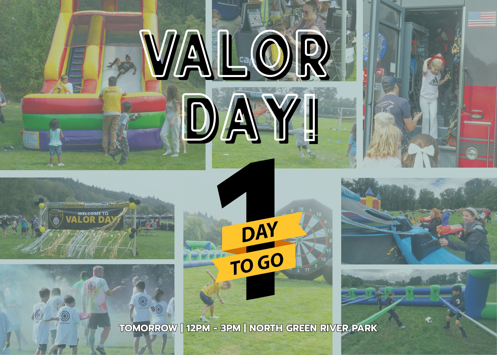TOMORROW!
Join us tomorrow, Sunday, September 13, from 12–3pm at North Green River Park for an afternoon of fun, activities, and plenty of Valor Pride!
Admission is FREE and Valor Day is open to everyone! Bring your family, invite your friends, wear your black and gold, and come celebrate with the Valor community.
TOMORROW | Sunday, September 13
12–3pm
North Green River Park
We can't wait to see you there! #WeAreValor #ValorPride #ValorDay