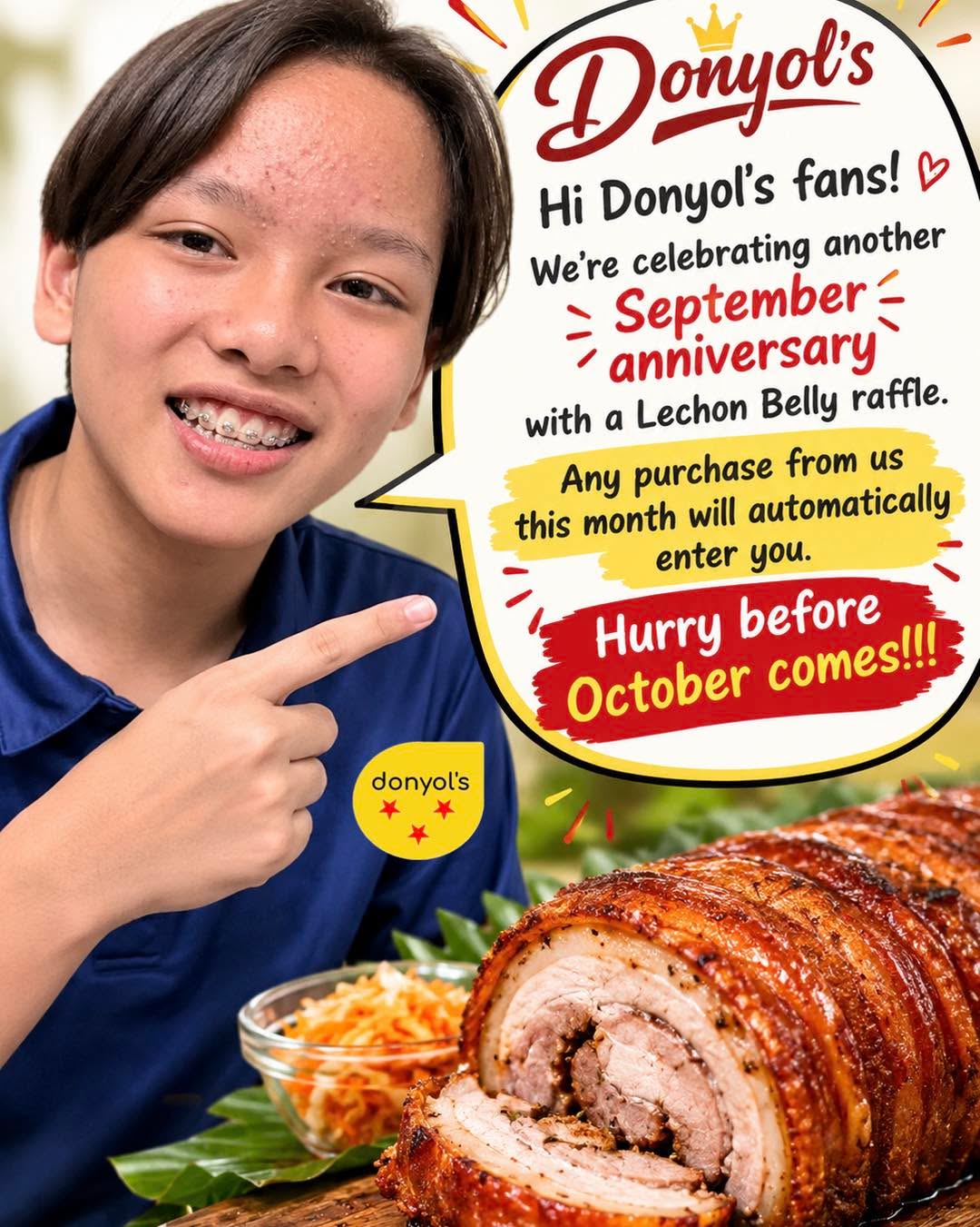 Happy Anniversary, Donyol’s!!!
🧡 Free BULILIT BELLY raffle 🧡
🐽 www.donyols.com/menu
🐽 (941) 888-0158
🐽 ᑕᖇᗩᐯE. EᗩT. ᖇEᑭEᗩT.