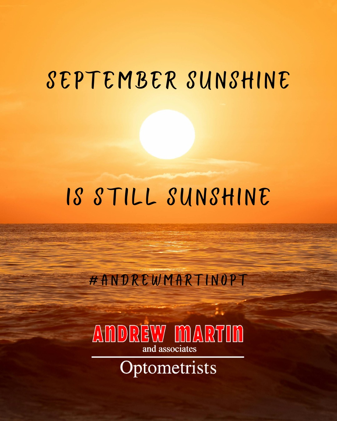 Don't put your sunglasses away just yet! September can bring some beautiful sunny days, and UV protection remains important whenever you're outdoors. Keep your favourite pair close by - you might need them more than you think.
#AndrewMartinOpt #SeptemberSun #Sunglasses #UVProtection #SightCareLocal #UVDamage #Boldmere #MereGreen #SuttonColdfield