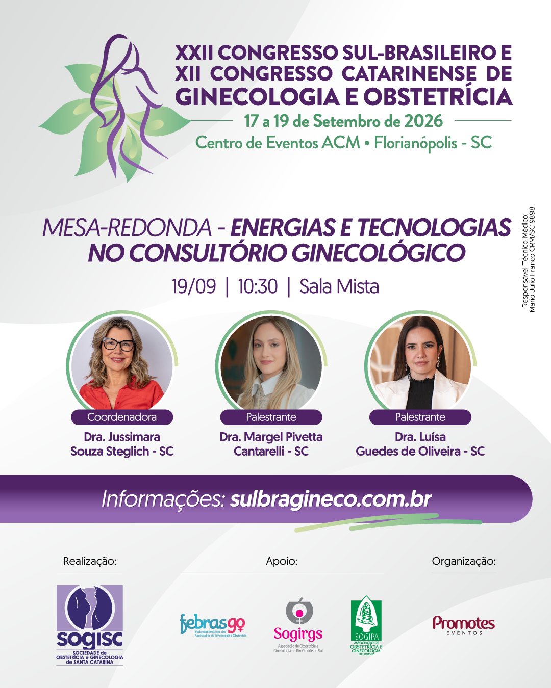 A Mesa-Redonda “Energias e Tecnologias no Consultório Ginecológico” reunirá especialistas para discutir diferentes recursos disponíveis na prática ginecológica e os critérios para escolher a melhor tecnologia para cada situação.
👩⚕️ Coordenadora
Dra. Jussimara Souza Steglich (SC) (@@dra.jussi )
📚 Temas e palestrantes
▫️ Laser, radiofrequência e ultrassom microfocado: evidências, indicações e resultados
Dra. Margel Pivetta Cantarelli (SC) (@dramargel )
▫️ Emagrecimento e flacidez vulvar: o papel dos preenchedores e bioestimuladores
Dra. Luísa Guedes de Oliveira (SC) (@draluisaguedes )
▫️ Qual a melhor tecnologia íntima? Como escolher?
Dra. Margel Pivetta Cantarelli (SC)
💬 Discussão
Esperamos você em Florianópolis.
🔗 www.sulbragineco.com.br
.
.
.
#SulBragineco #CongressoSulBrasileiro #Ginecologia #Obstetrícia #TecnologiaNaGinecologia #LaserÍntimo #Radiofrequência #UltrassomMicrofocado #SaúdeÍntima #InovaçãoNaMedicina #AtualizaçãoMédica @sogipa_pr @sogirgs