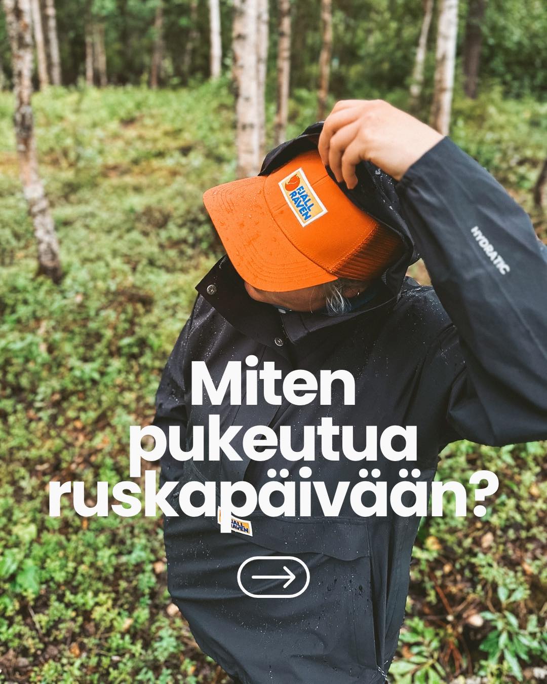 Miten pukeutua ruskapäivään? 🍂
Ruskaretkellä sää voi vaihdella auringosta sateeseen ja lämpimästä viimaiseksi. Ulkoiluun on silti aina hyvä sää, kun varusteet ovat kunnossa.
Pue alle hengittävä kerros ja sen päälle säähän sopivasti lämmikettä. Veden- ja tuulenpitävät kuorivaatteet pitävät olon mukavana sateessa ja tunturin viimassa. Korkeavartiset Gore-Tex-kengät tukevat jalkaa ja pitävät sukat kuivina märillä ja mutaisilla poluilla.
Pakkaa reppuun vielä pipo, hanskat ja lämmin lisäkerros. Kerroksia on helppo lisätä ja vähentää matkan aikana – sitten vain ulos säästä nauttimaan!
🇬🇧 How should you dress for an autumn day outdoors? 🍂
Autumn weather can shift quickly from sunshine to rain and from mild to chilly. But there’s no need to wait for perfect conditions when you have the right gear.
Start with a breathable base layer and add warmth as needed. Waterproof, windproof shell clothing will keep you comfortable in the rain and on exposed fells, while high-cut Gore-Tex hiking boots provide support and keep your feet dry on wet, muddy trails.
Pack a warm extra layer, a hat and gloves in your daypack. Layers are easy to add or remove along the way – then you’re ready to head out and enjoy the day, whatever the weather.