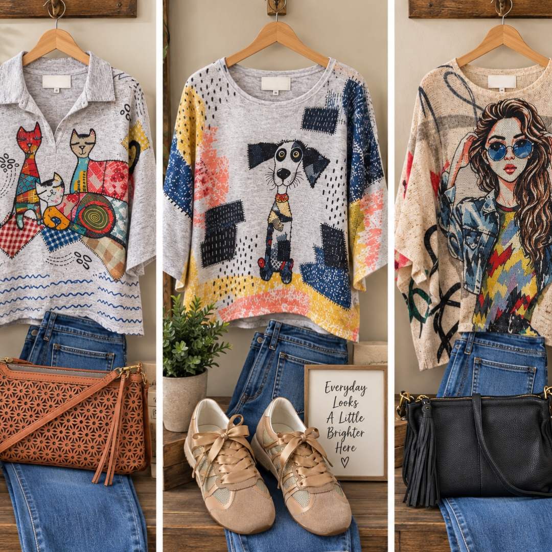 How cute are these tops?! Stop in and find your favorite, and we’ll help you complete the look with the perfect accessories. #artfashion #boutiquefashion #womensfashion