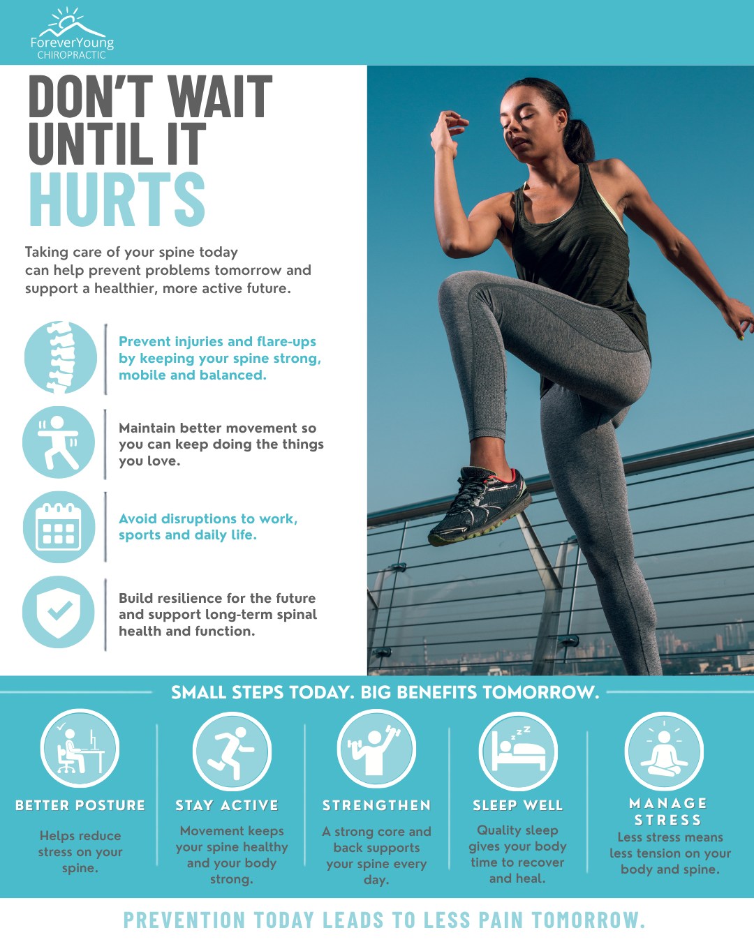 Don't wait until it hurts.
Taking care of your spine today can help prevent problems tomorrow and support a healthier, more active future.
✨ Prevent injuries and flare-ups by keeping your spine strong, mobile and balanced.
✨ Maintain better movement so you can keep doing the things you love.
✨ Avoid disruptions to work, sports and daily life.
✨ Build resilience for the future and support long-term spinal health and function.
Small steps today. Big benefits tomorrow.
💛 Better Posture - Helps reduce stress on your spine.
💛 Stay Active - Movement keeps your spine healthy and your body strong.
💛 Strength - A strong core and back supports your spine every day.
💛 Sleep Well - Quality sleep gives your body time to recover and heal.
💛 Manage Stress - Less stress means less tension on your body and spine.
Prevention today leads to less pain tomorrow.
See the link in our bio to schedule an initial appointment for yourself or someone you love 🥰
#shannonvilleontario #kingstonontario #foreveryoungchiropractic #spinalawarenessweek #prevention