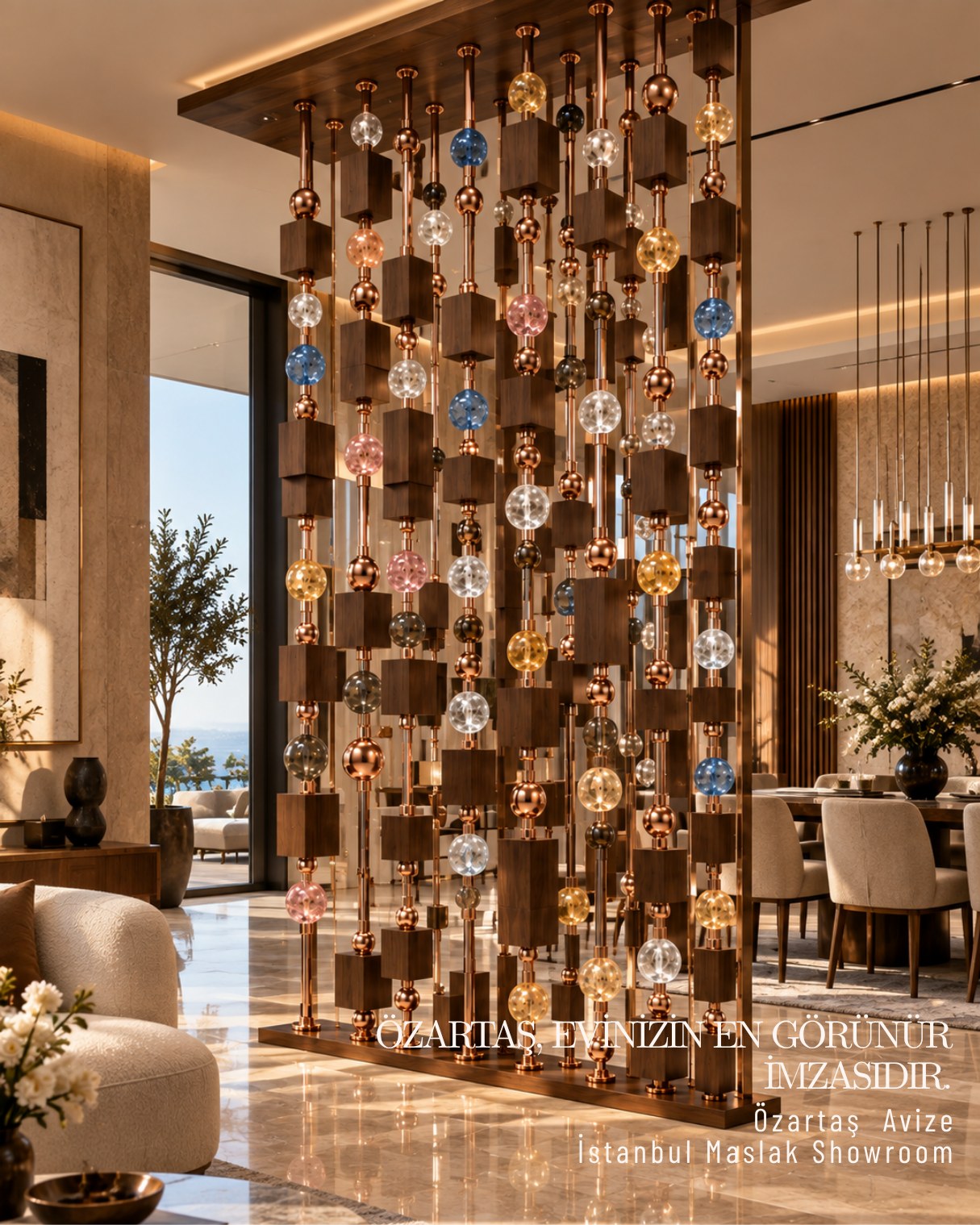 MEKANLARI AYIRMAK HİÇ BU KADAR LÜKS OLMAMIŞTI. Özartaş’ın ışıkla şekillenen tasarımlarını İstanbul Maslak showroomumuzda keşfedin.✨
DIVIDING SPACES HAS NEVER BEEN SO LUXURIOUS.
Discover Özartaş’s designs shaped by light at our showroom in Maslak, Istanbul. ✨