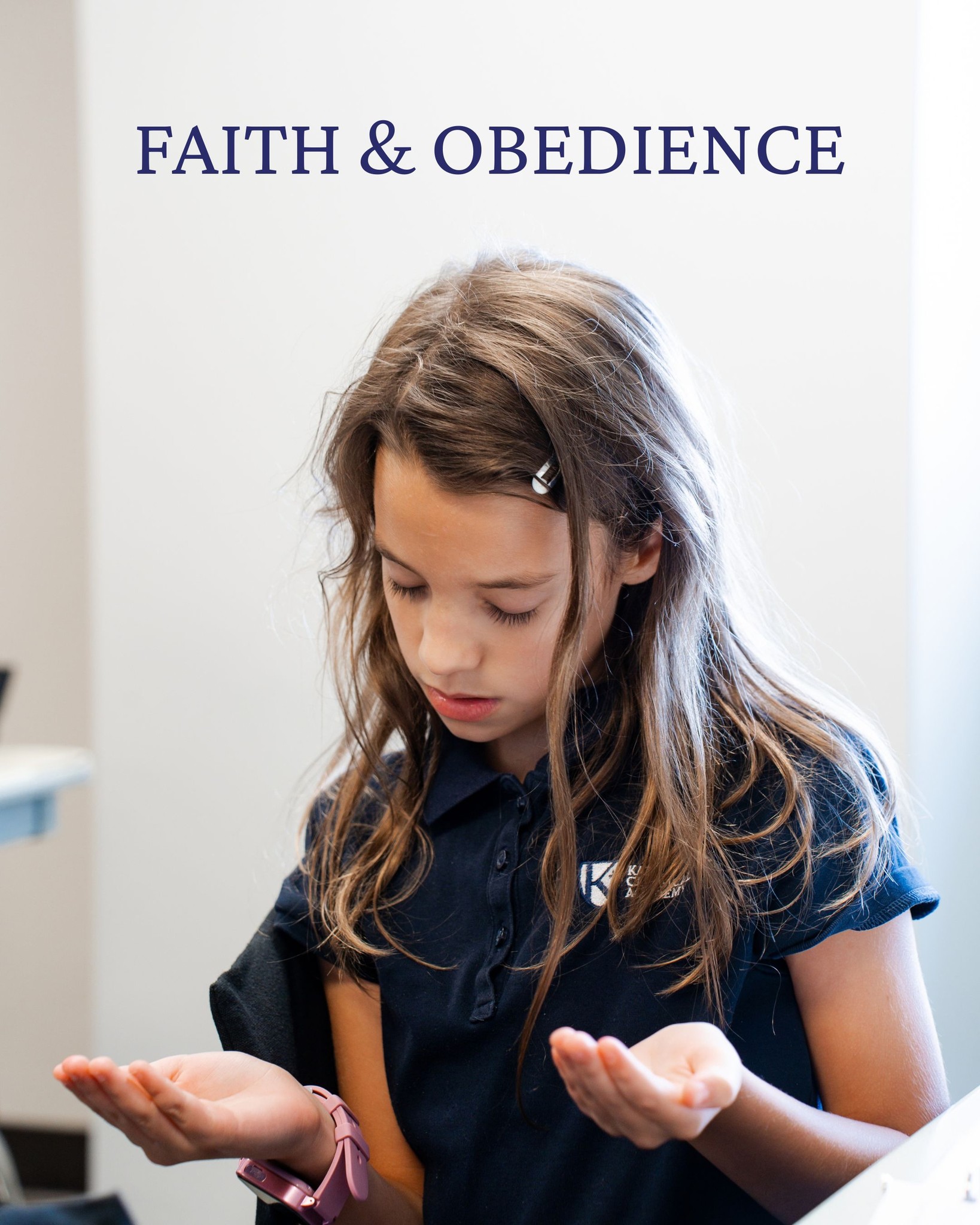 Faith & Obedience
Faith is more than believing that God is who He says He is. Faith means trusting Him enough to follow where He leads.
Jesus tells us, “If you love me, keep my commands.” — John 14:15
Obedience can sometimes feel like a burden, but Christ offers us a different way. He says, “Come to me, all you who are weary and burdened, and I will give you rest. Take my yoke upon you and learn from me…” — Matthew 11:28–29
When we have faith in God's goodness, we can trust that His commands are not meant to restrict us, but to teach us how to live well. Like a student learning from a wise teacher, we grow in wisdom as we listen, practice, and follow.
At KCA, we want our students to understand that faith and obedience belong together. We don't obey in order to earn God's love; we obey because we trust and love the One who has already loved us.
May our students grow not only in knowing what is true, but in having the faith to live it out—with humble hearts, willing hands, and a confidence that God's ways are good.
