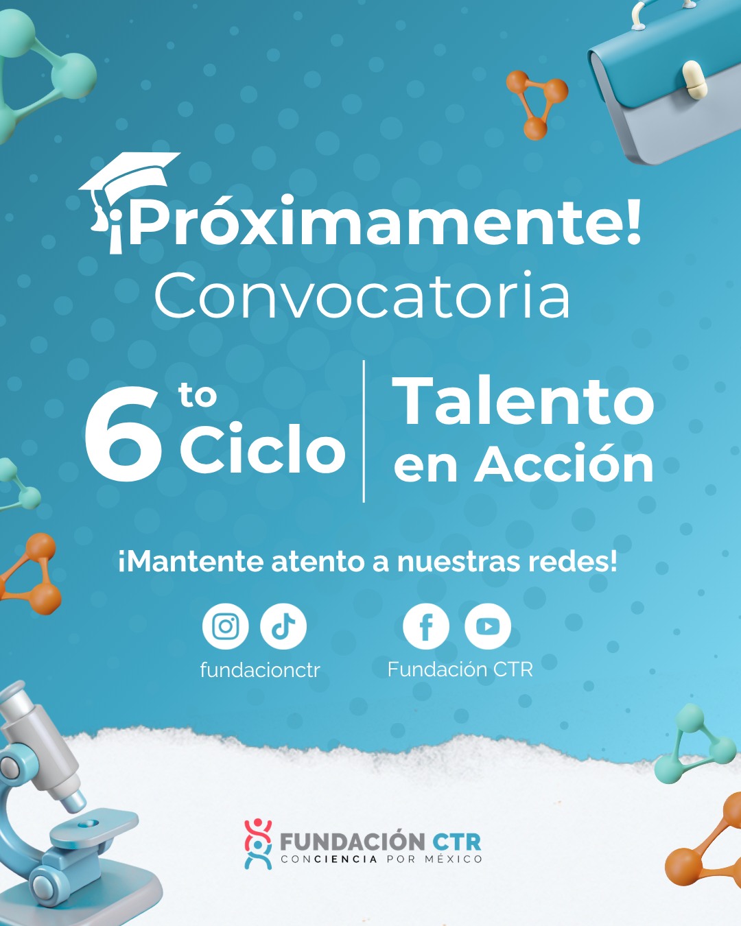 ✨ ¡El futuro se construye hoy! 🌱 En Fundación CTR creemos firmemente en el poder del talento joven. Por eso, estamos emocionados de anunciarte que el 6to Ciclo de "Talento en Acción" está por comenzar.
Esta es tu oportunidad para crecer, aprender y conectar con una red que te impulsará a alcanzar tus metas. Prepárate para dar el siguiente gran paso en tu trayectoria.
¡Dale 'seguir' a todas nuestras cuentas y activa las notificaciones! No querrás perderte el lanzamiento de la convocatoria.
📲 @fundacionctr en Instagram y TikTok
💻 Fundación CTR en Facebook y YouTube
¡Comparte este post con quien creas que lo necesita y prepárate! 👇
#FundaciónCTR #TalentoEnAcción #Convocatoria2024 #PotencialJoven #Oportunidades #Educación #Ciencia #México