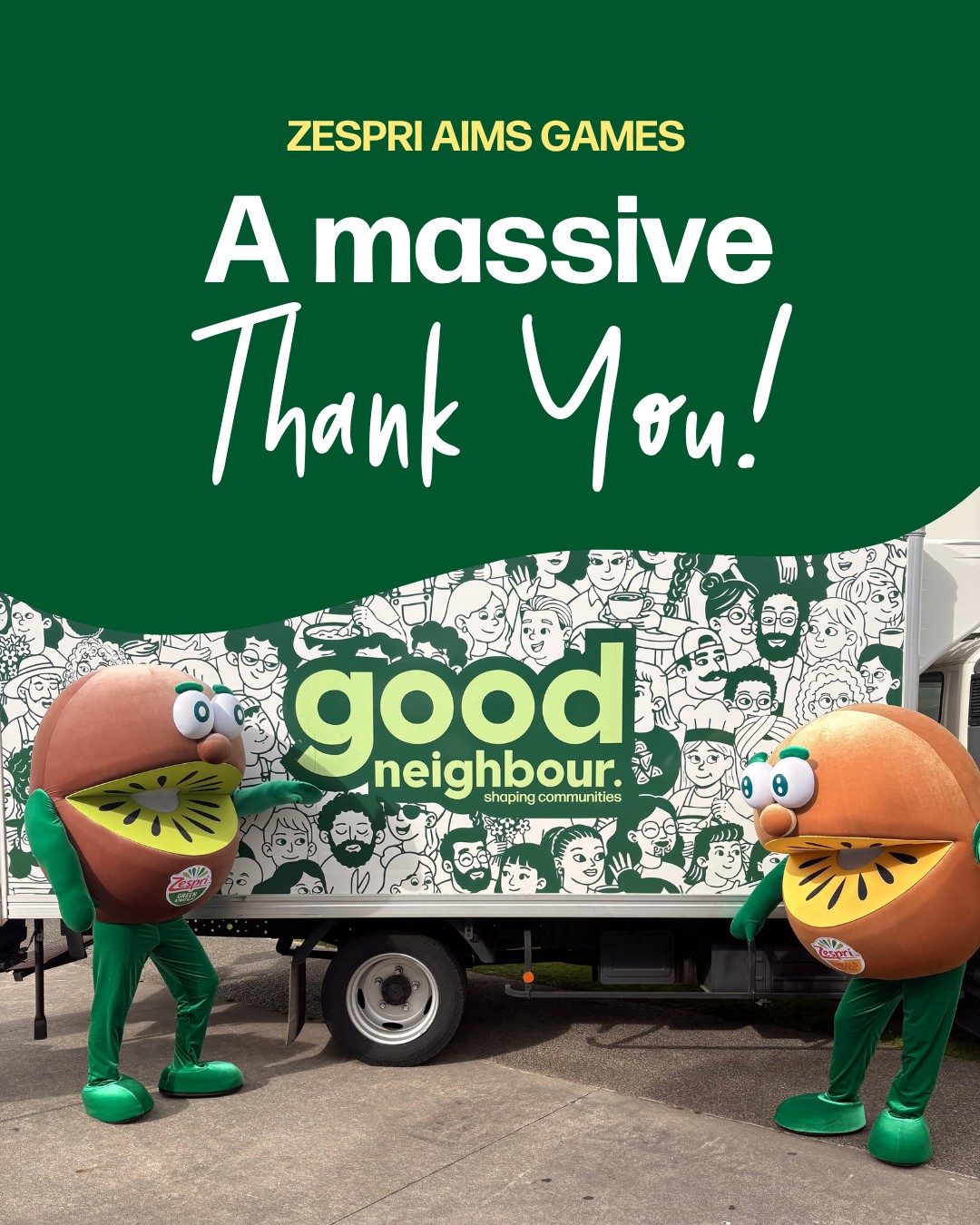 A MASSIVE THANK YOU
π To all the schools who chose our meals this year, thank you for your support. Weβre proud to have provided meals to over 3,800 young athletes throughout this yearβs Zespri @aims_games
π A big thank you also to our sponsors and volunteers who helped make it all possible. We couldn't do it without you.
π Every meal purchased helps us continue the work we do and make a MASSIVE impact in our community.
#ZespriAIMSgames #AimsGames #Community #GivingBack #CommunityImpact #ThankYou