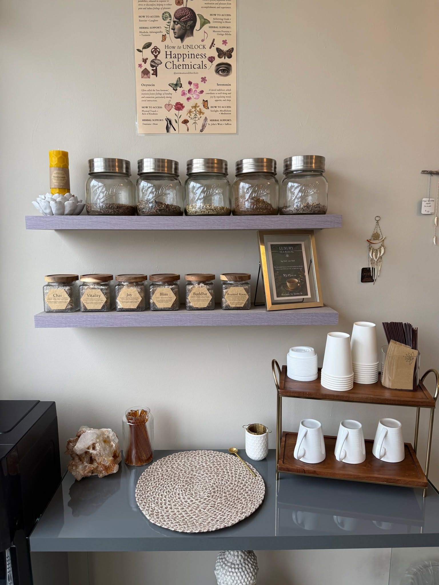 The Lotus tea station is officially open!
Choose between our 5 specialty herbal teas and our 1 seasonal favorite herbal tea. All hand-blended and available in tea bag or loose leaf. Perfect for before or after a session. Drink here or take it to go.
Sip well. Live well.
#lotuswholistictherapy #awakendiscoverthrive #trentonmi #massage #yoga #wellness #downrivermi #herbal #tea