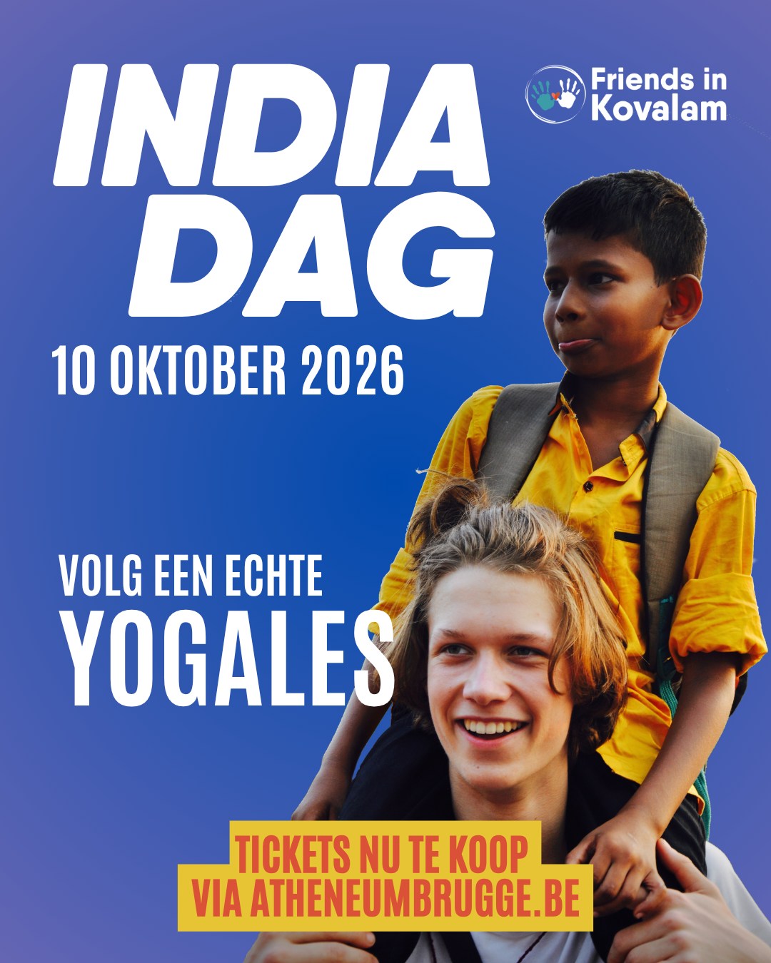Kom op zaterdag 10 oktober proeven van de Indiase cultuur, geniet van lekker eten, verschillende workshops en ontdek de inspirerende verhalen over ons project. Samen maken we een wereld van verschil!
Kom je de yogales bijwonen? Koop dan nu je tickets via atheneumbrugge.be!
-
#friendsinkovalam #SISP #ikbeneenatheneeër #samenlerensamenleven #goeddoe