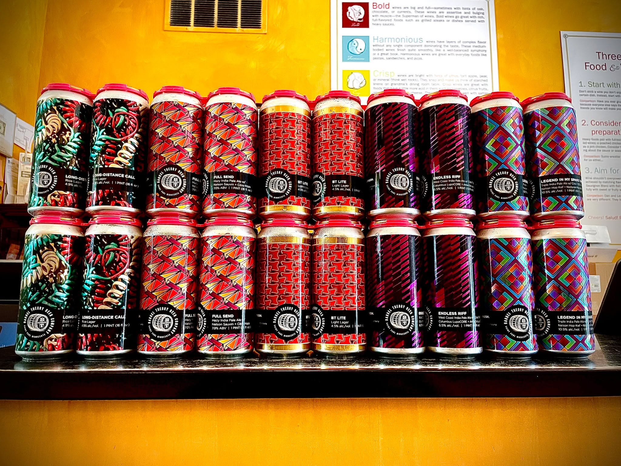 Important Beer Announcement #1, 9/17/26: The new Barrel Theory drop has landed! We received everything available. The deets:
Long Distance Call (Rice Lager) - 1cs
Full Send (Hazy IPA) - 1cs
BT Lite (Light Lager) - 1cs
Endless Riff (West Coast IPA) - 1cs
Legend In My Spare Time (Triple IPA) - 2cs
As usual, these aren't in the main cooler; if you're interested in them, please just ask one of us and we'll take you to them (we keep them in a secret spot)!